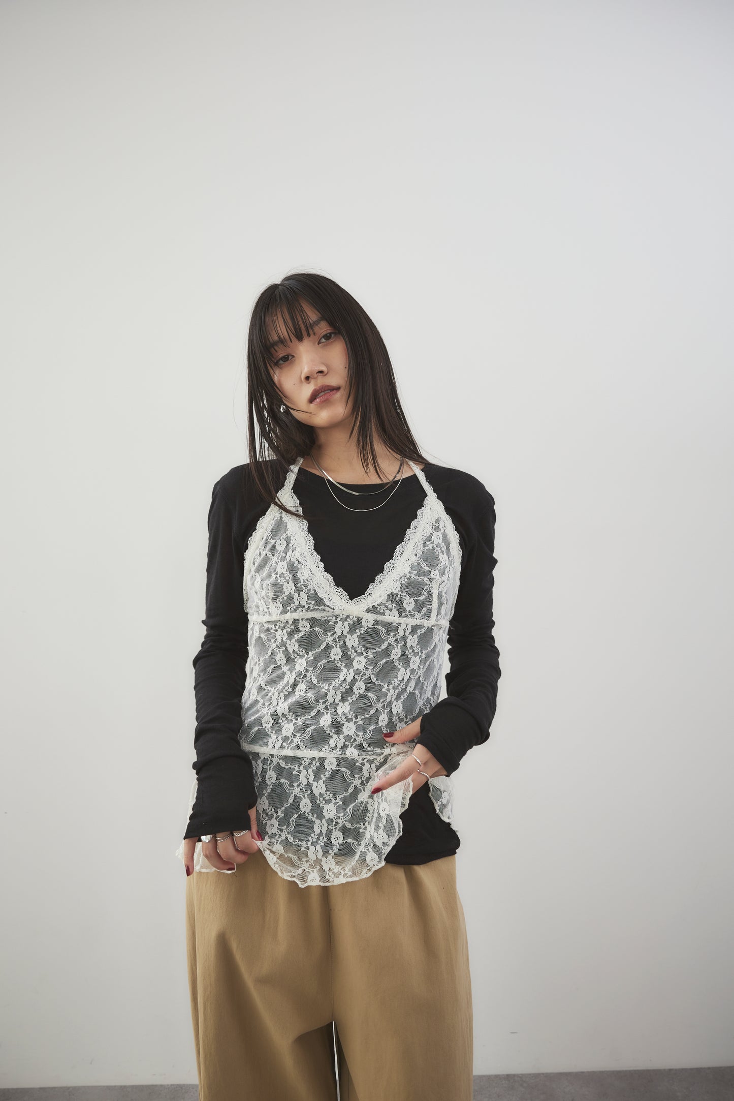 Halter neck lace top