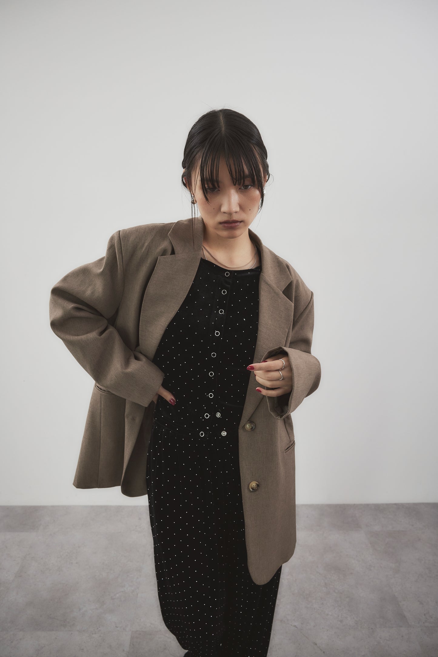 Shiny dot velour cardigan