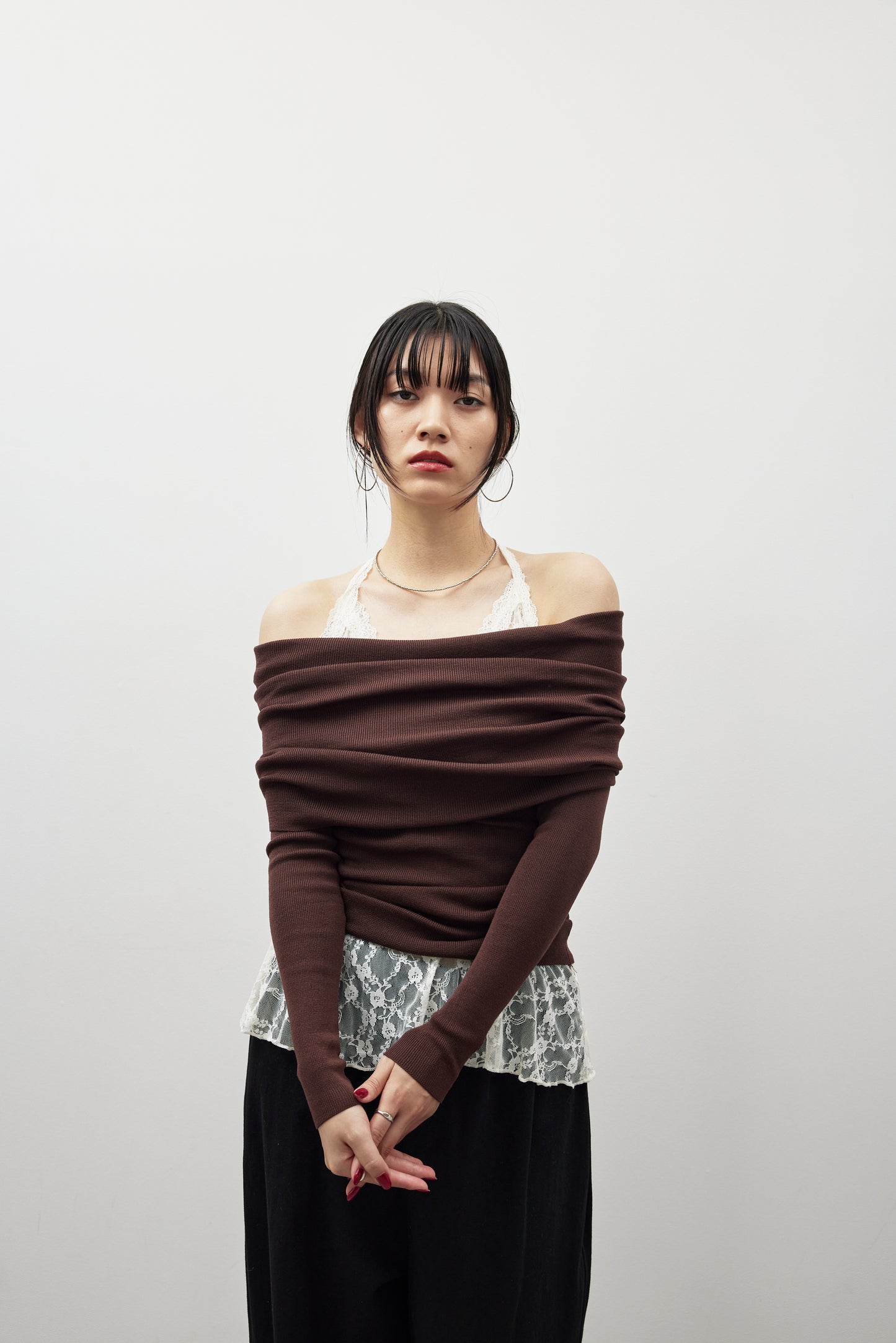 Halter neck lace top
