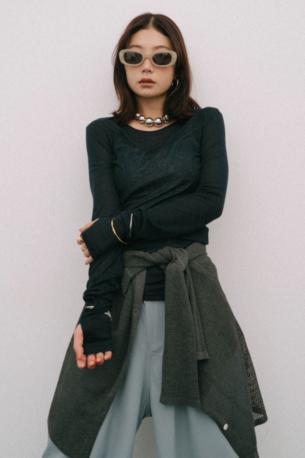 Sheer long sleeve tee