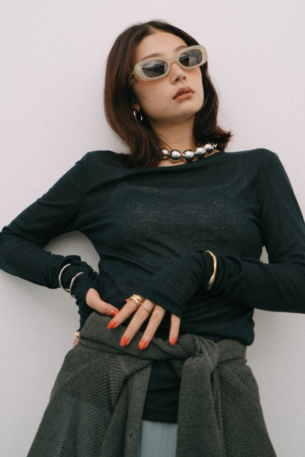 Sheer long sleeve tee