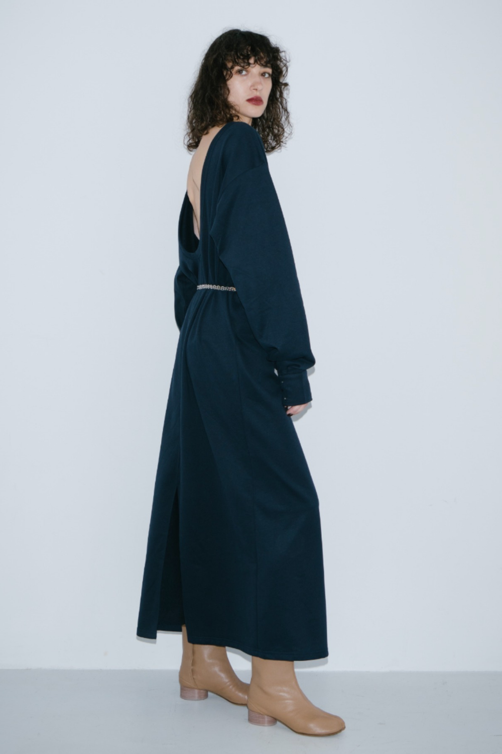 Back open cut dress