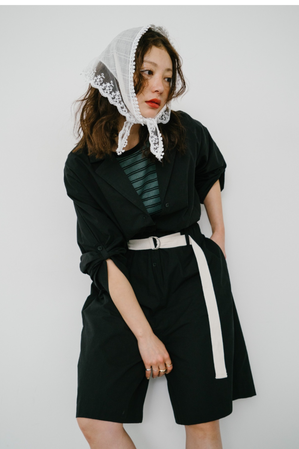Open collar short all in one