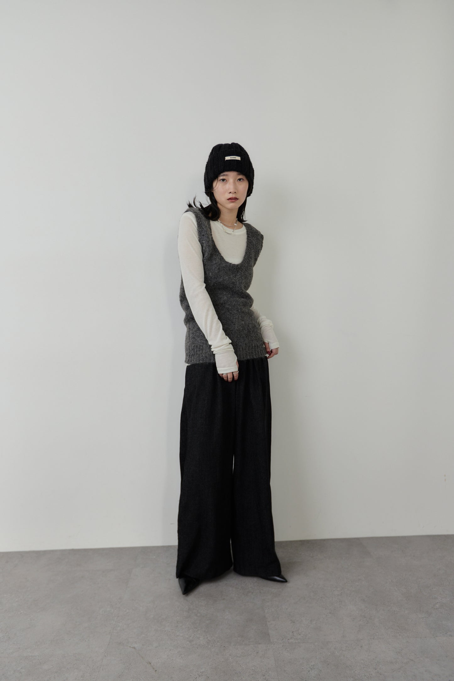 Mohair like knit vest