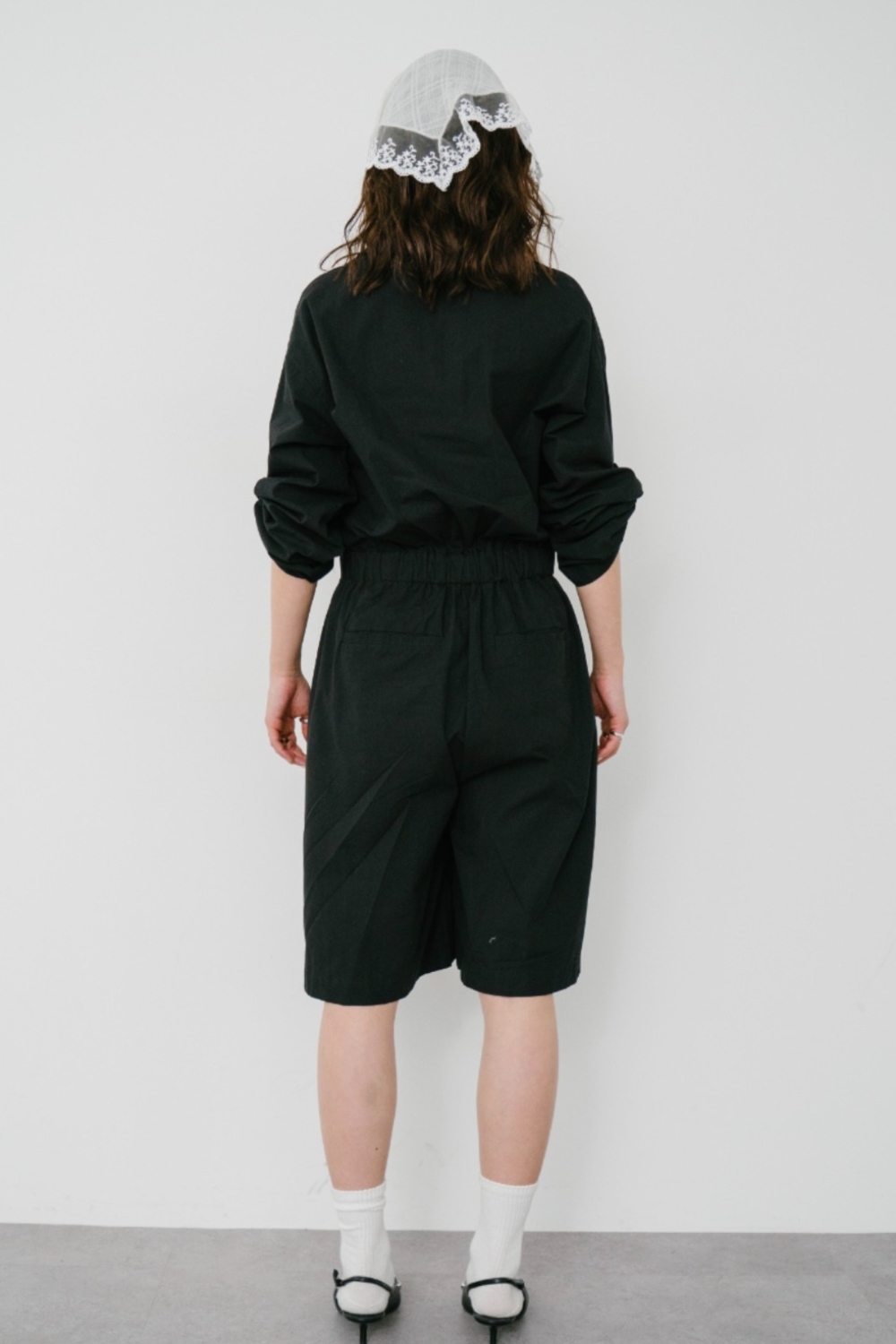 Open collar short all in one