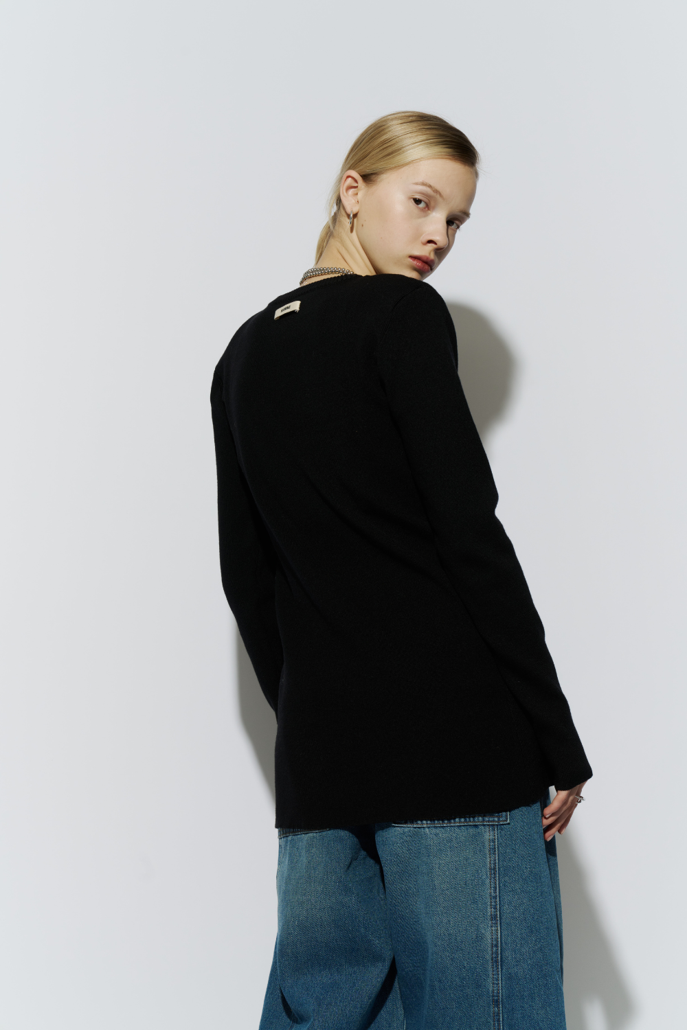 Power shoulder long knit