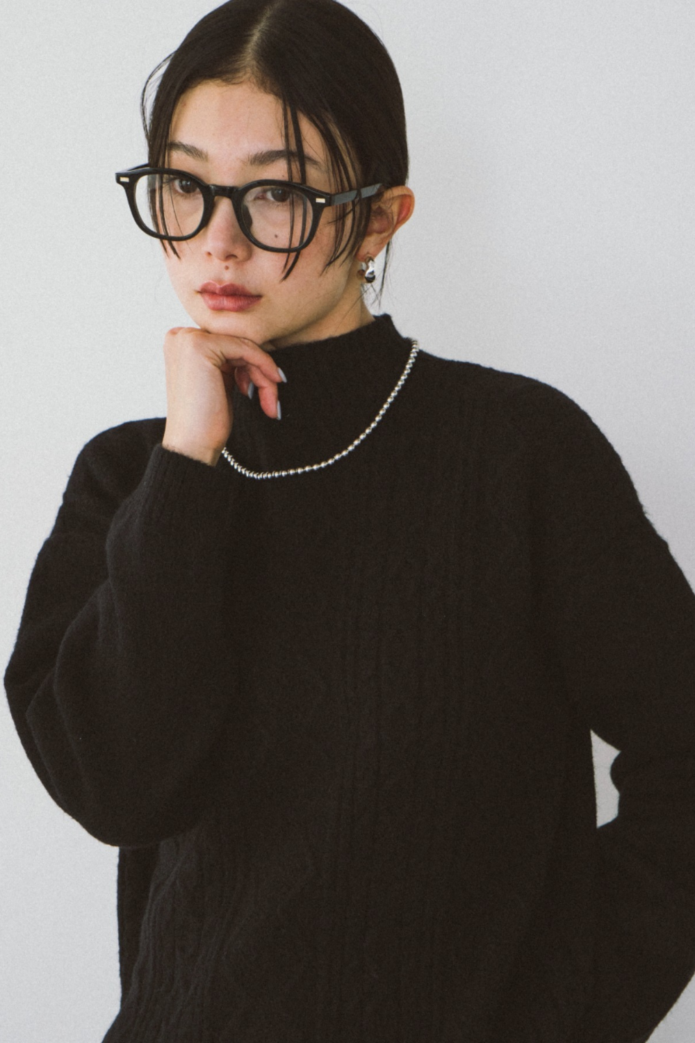 High Neck Cable Knit Setup