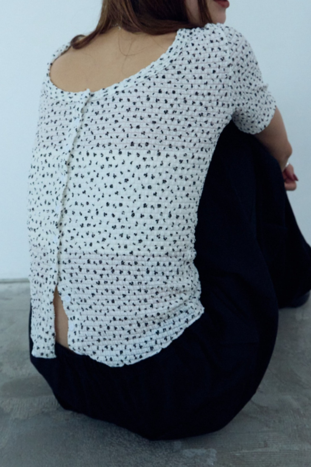Flower front button TEE