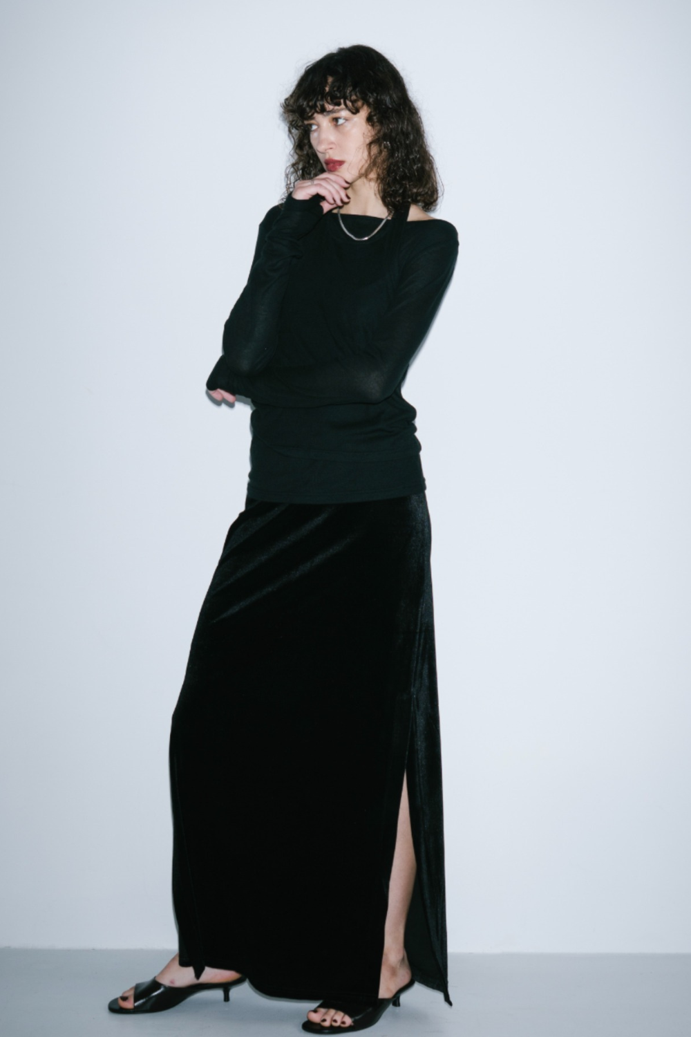 Halter layered sheer long T-Shirt