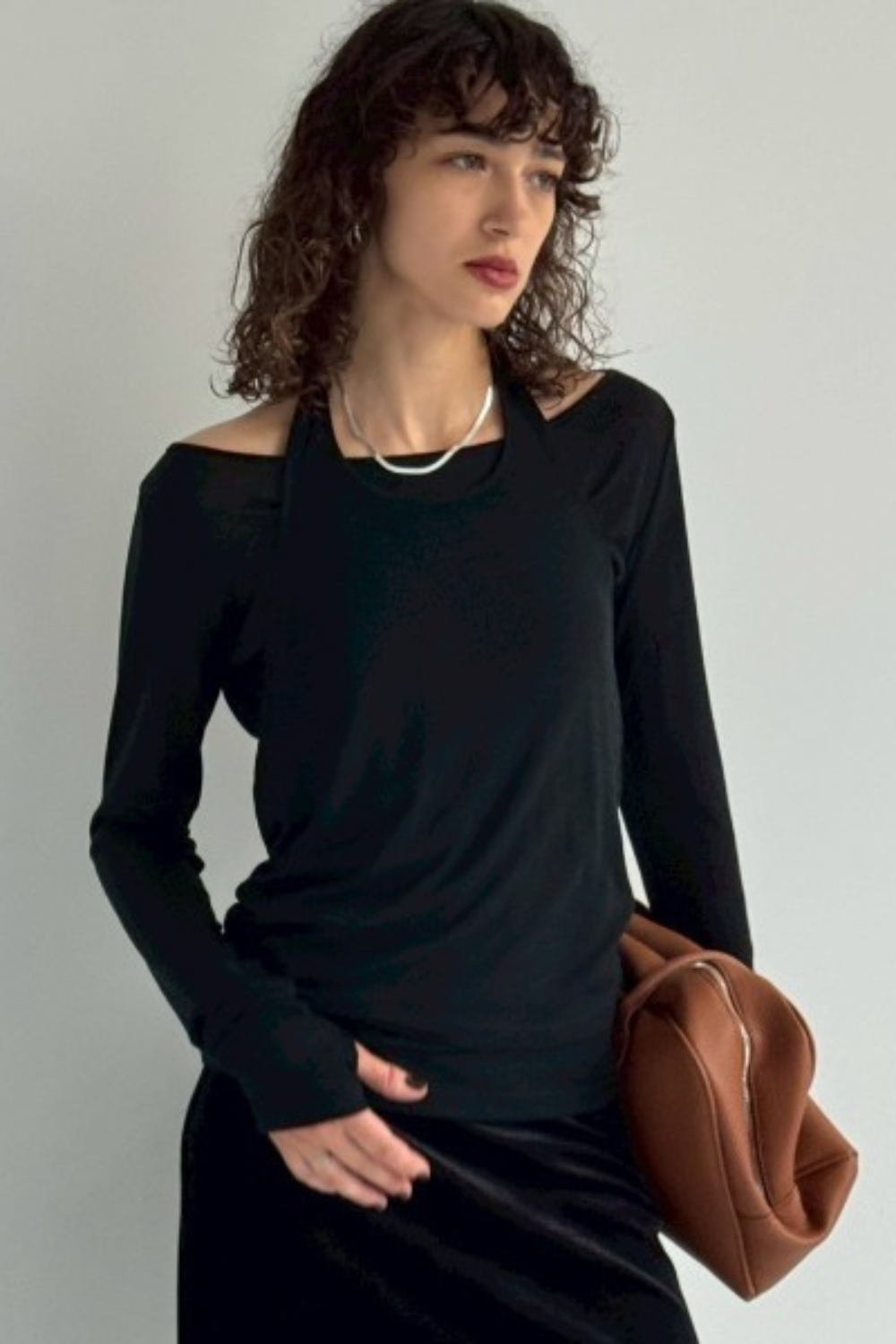 Halter layered sheer long T-Shirt