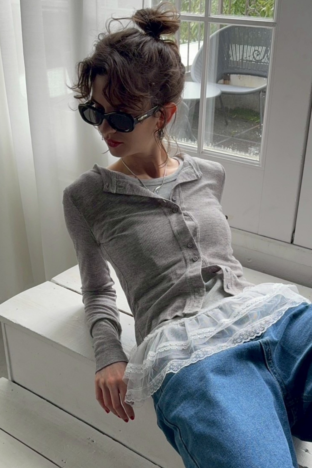Sheer rib cardigan