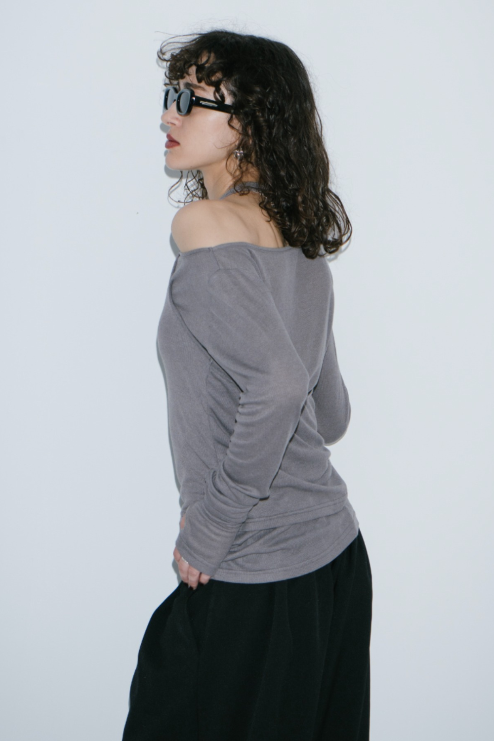Halter layered sheer long T-Shirt