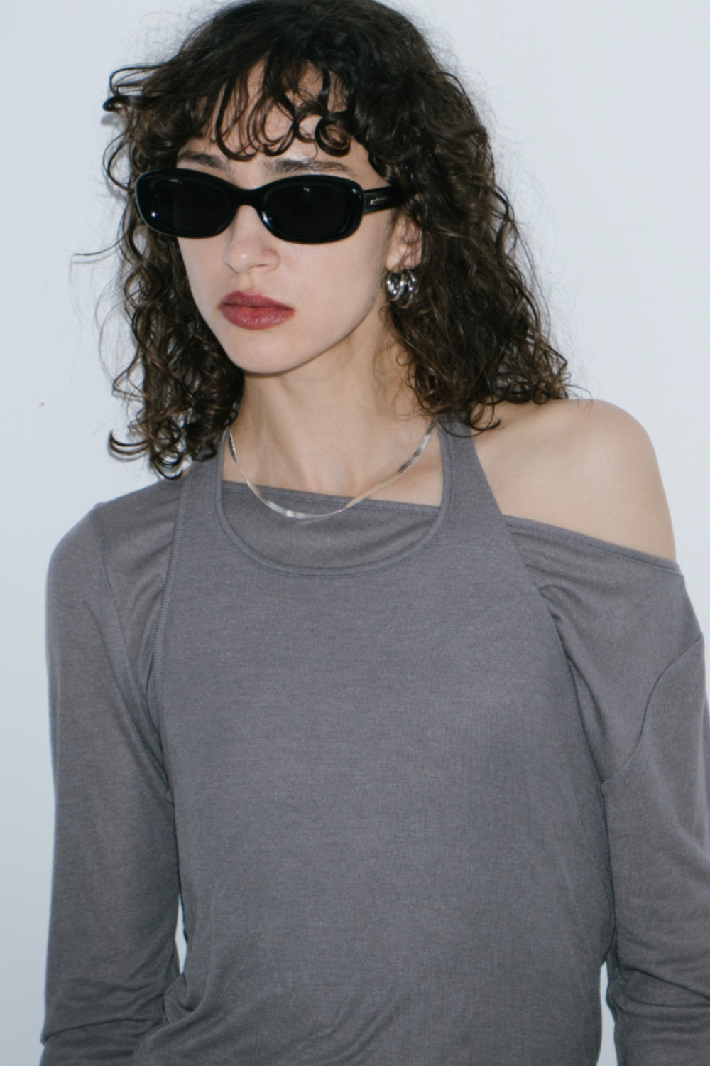 Halter layered sheer long T-Shirt