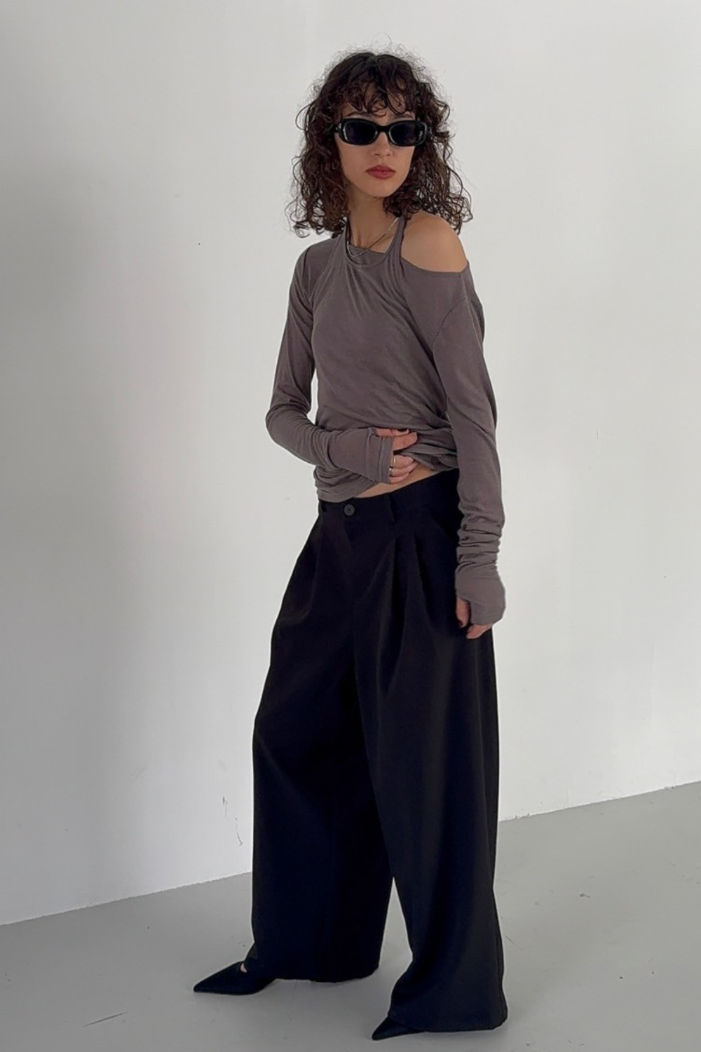 Halter layered sheer long T-Shirt