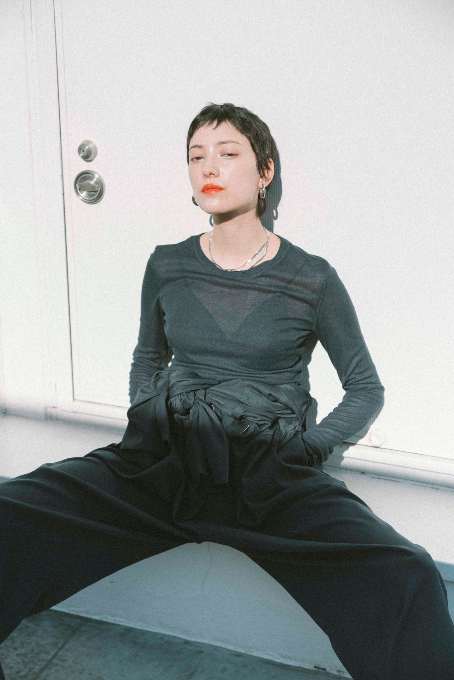 Sheer long sleeve tee