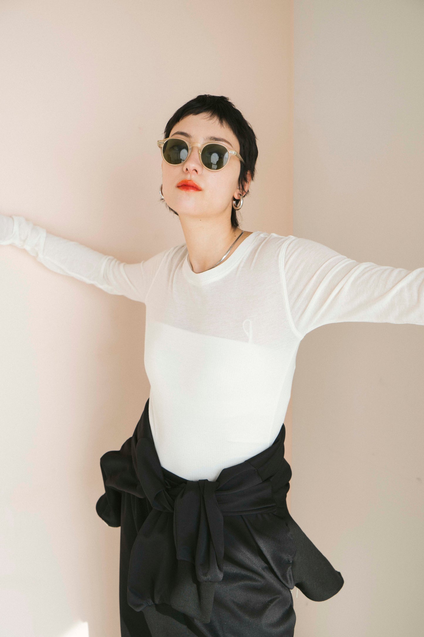 Sheer long sleeve tee