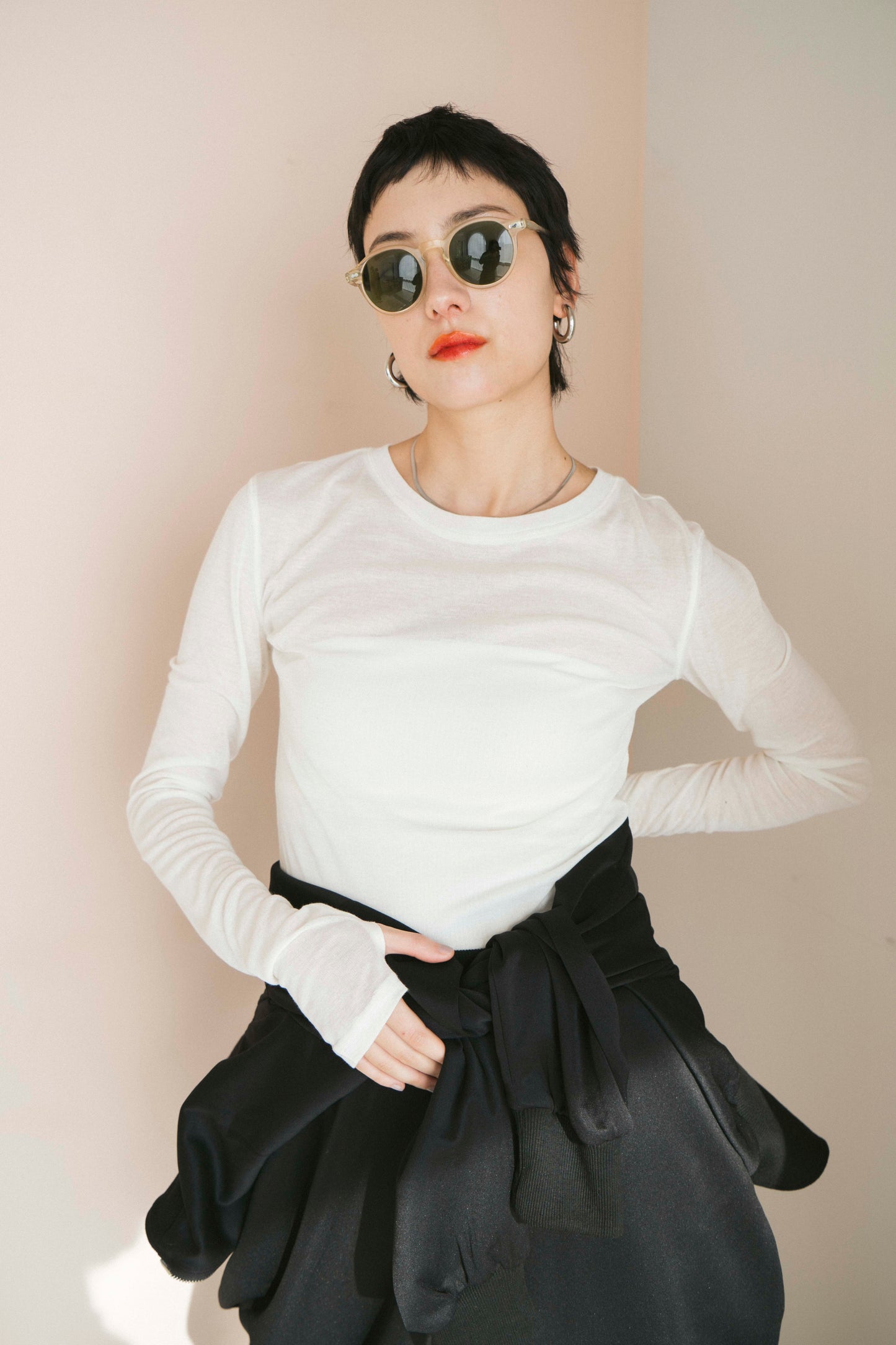 Sheer long sleeve tee