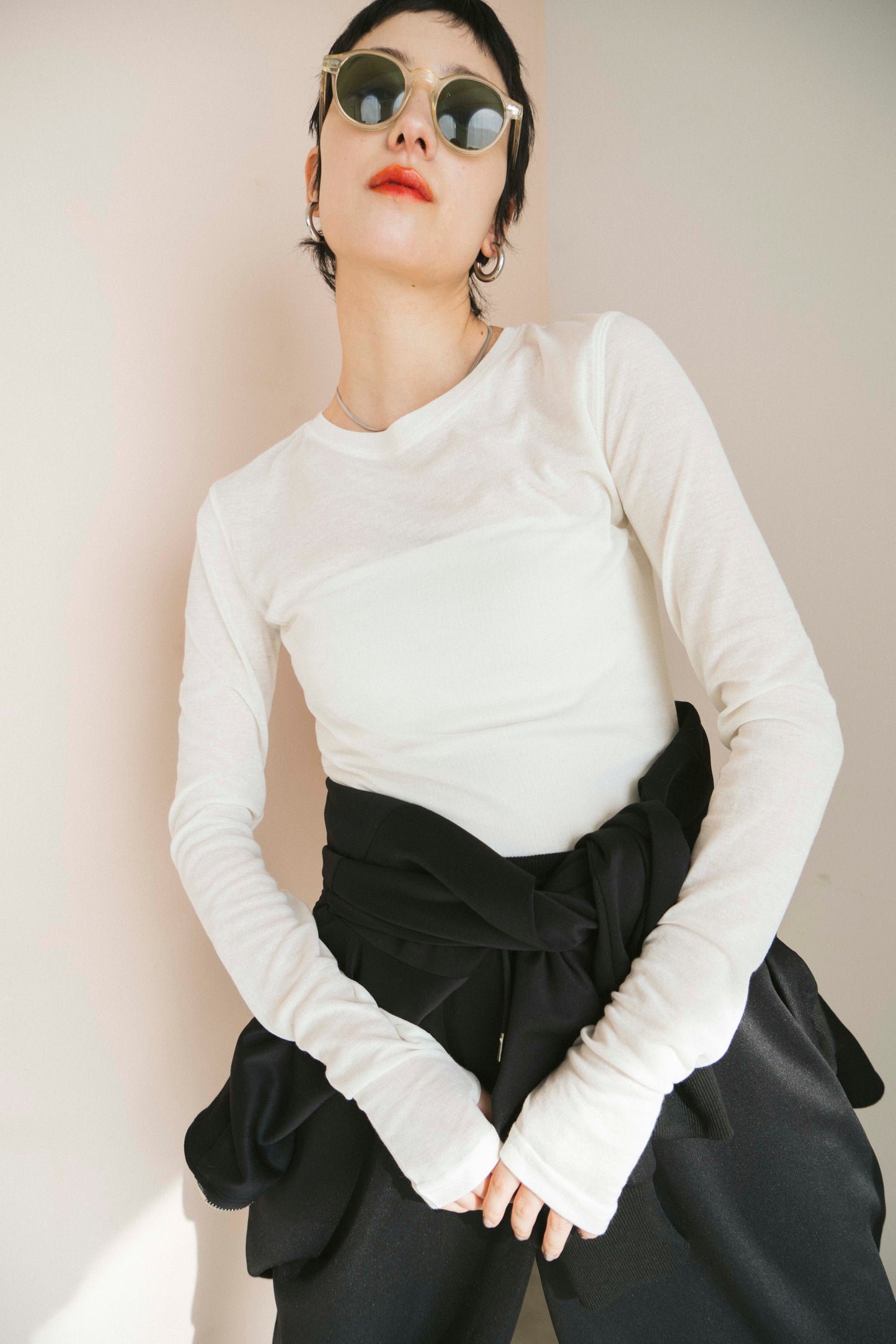 Sheer long sleeve tee