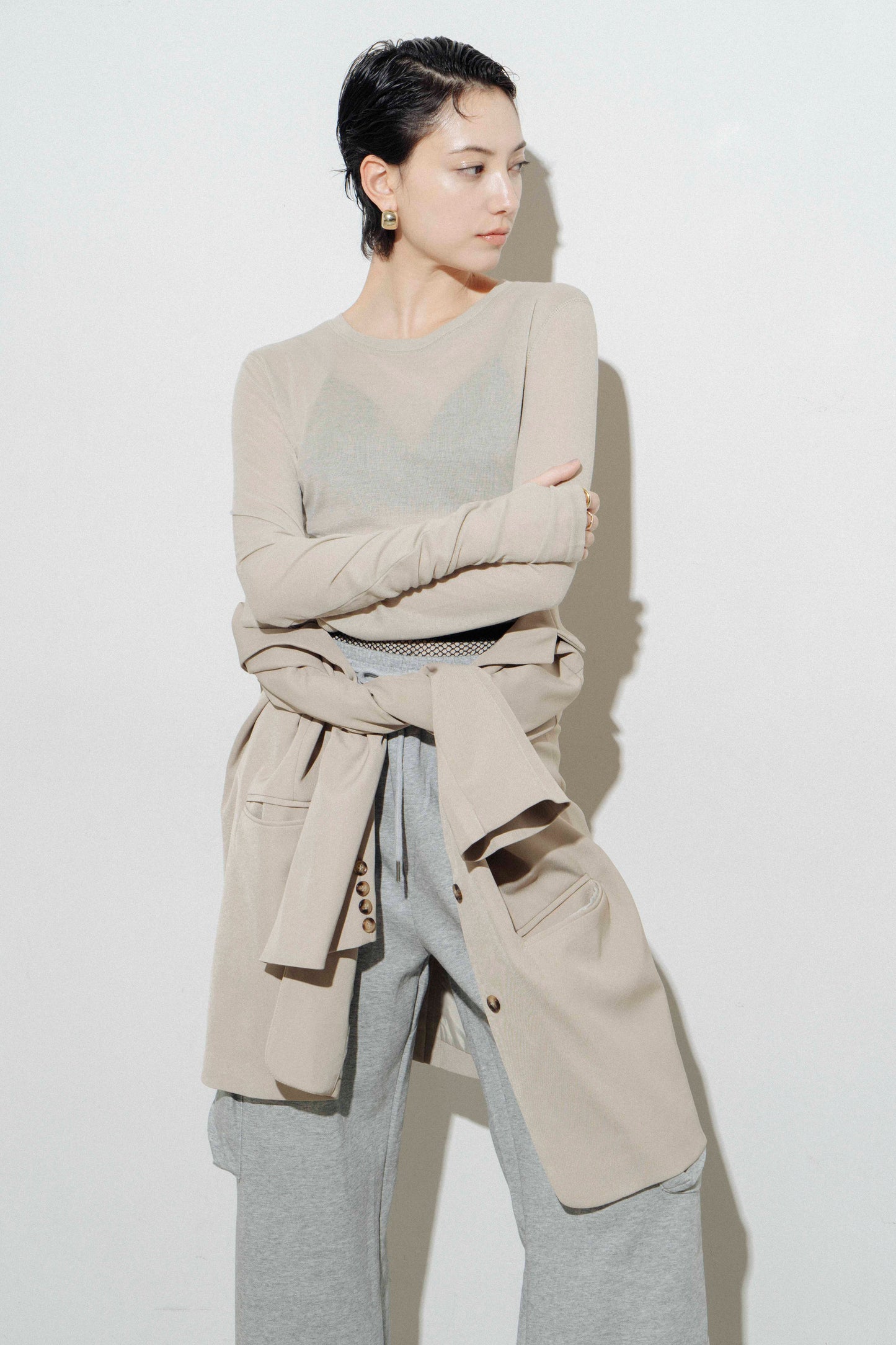 Sheer long sleeve tee