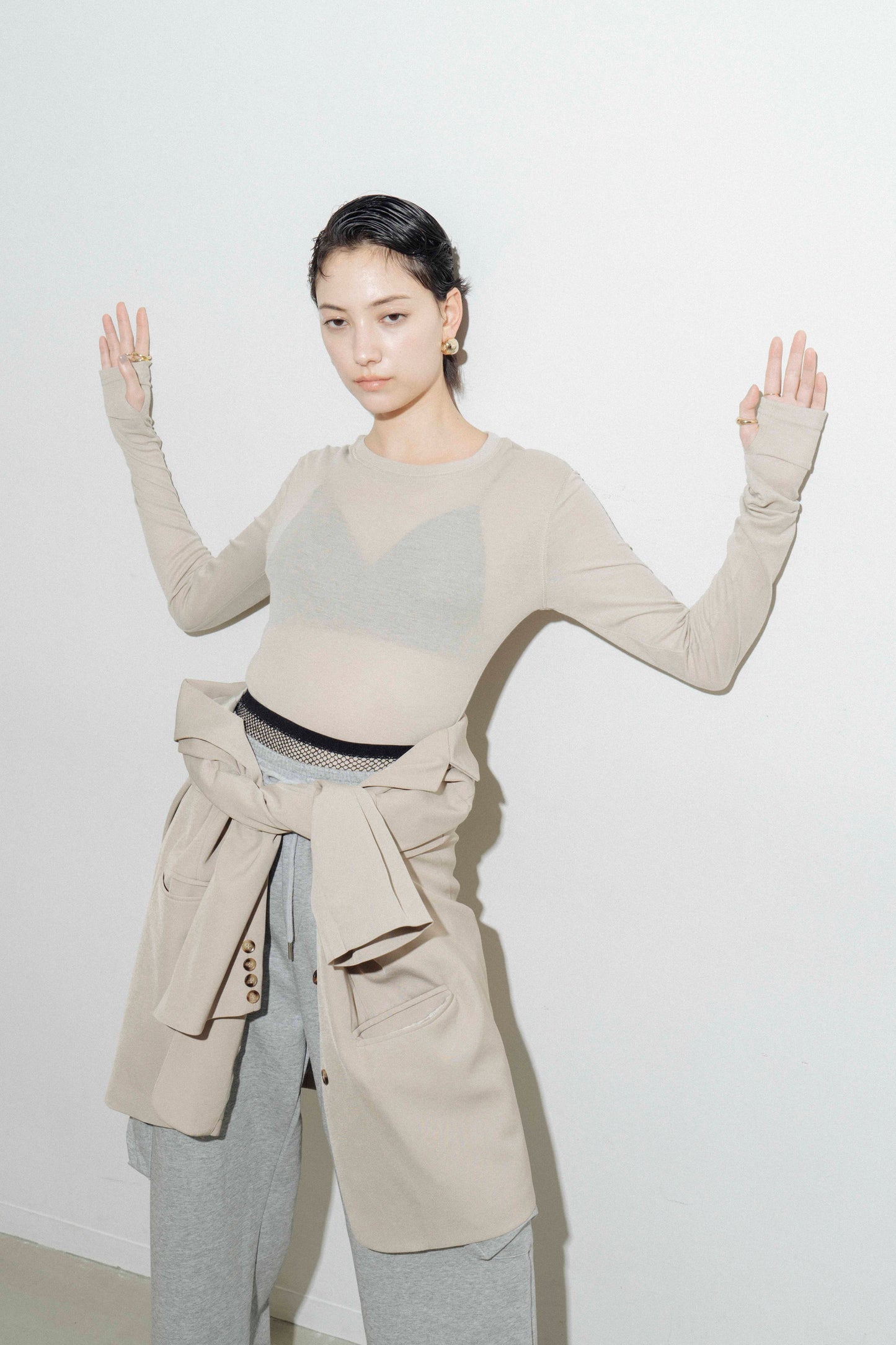 Sheer long sleeve tee