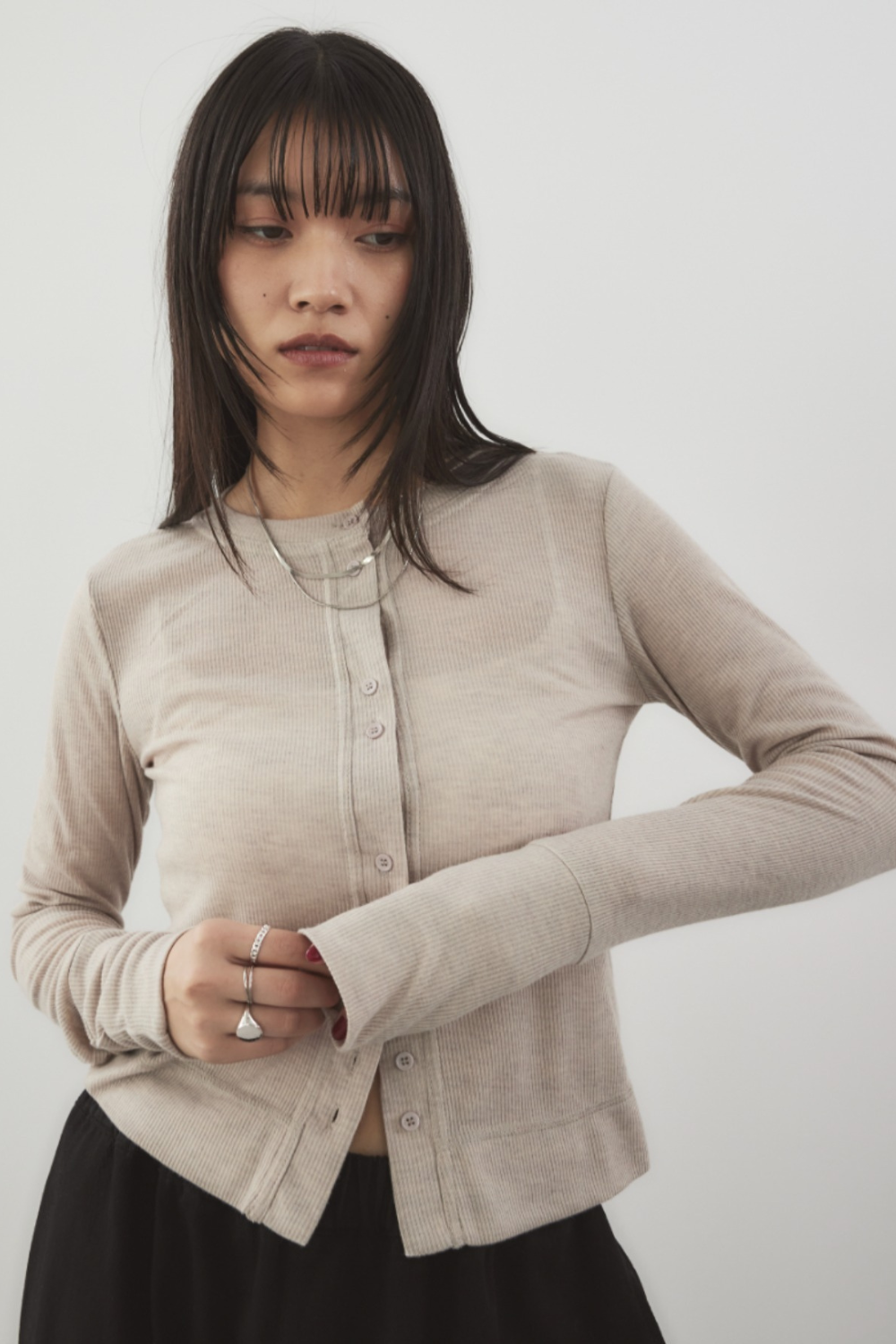 Sheer rib cardigan