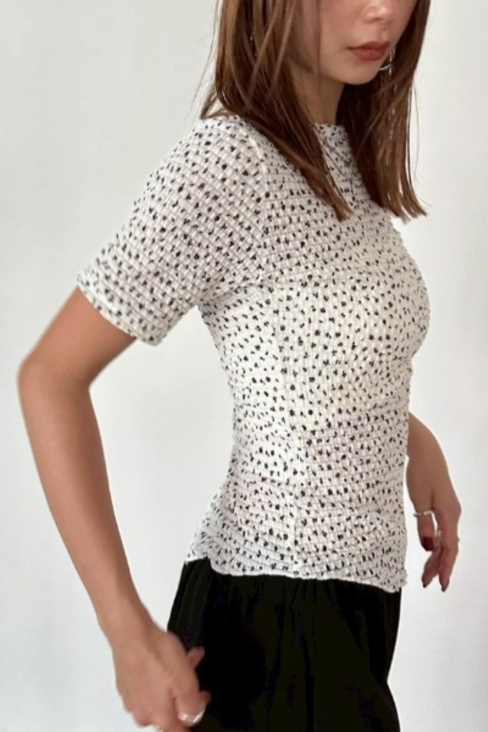 Flower front button TEE