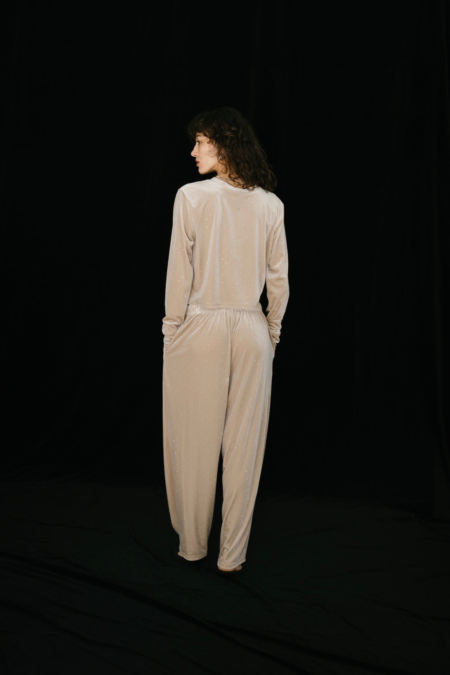 Shiny dot velour pants