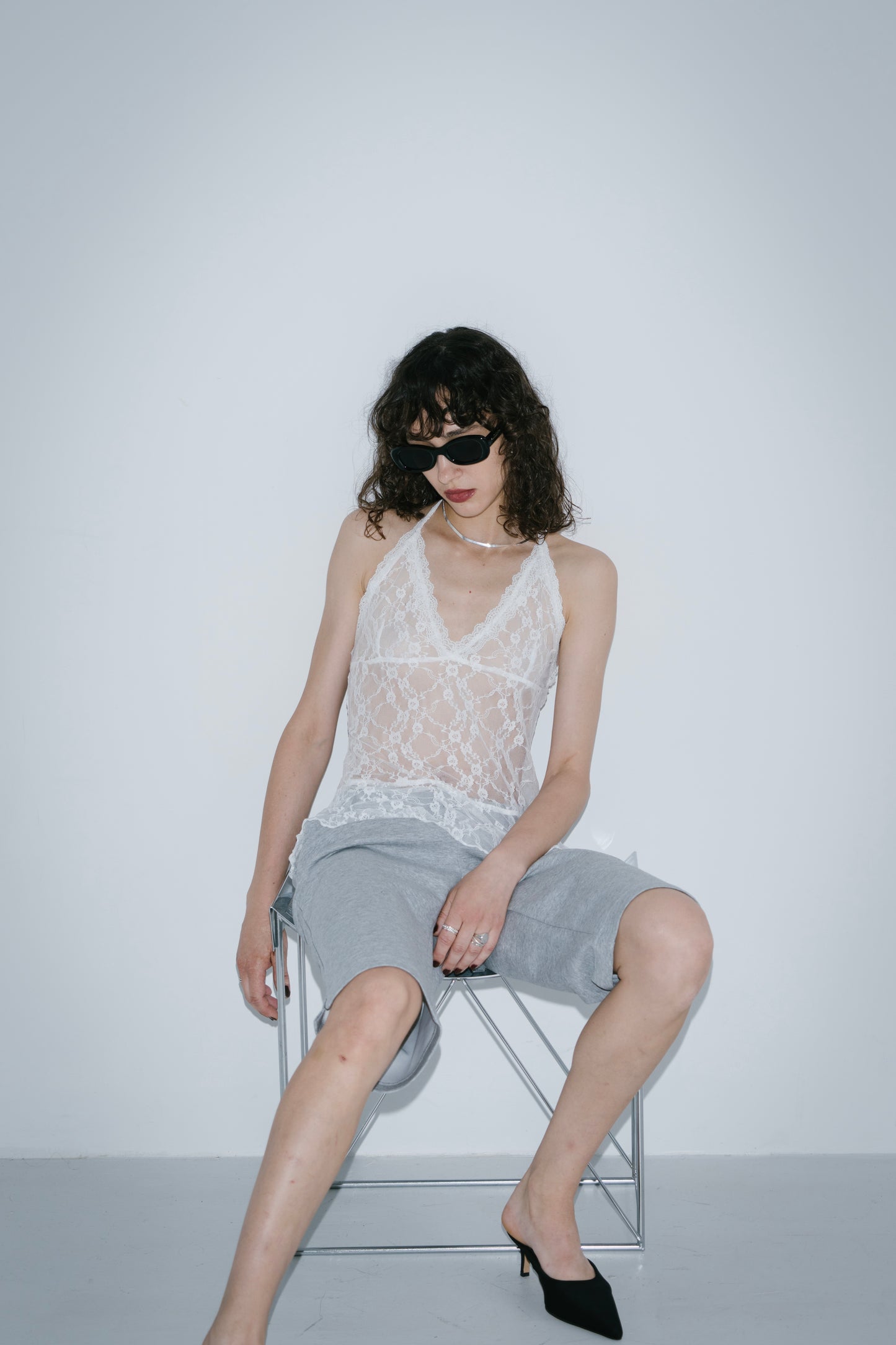Halter neck lace top