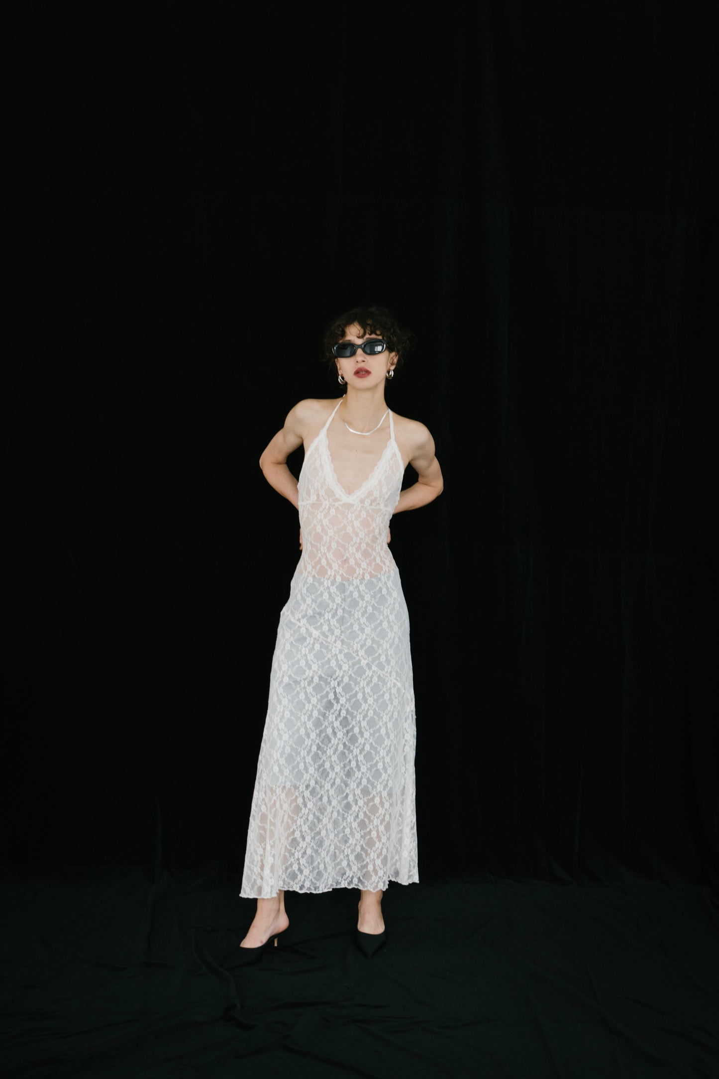 Halter neck lace dress
