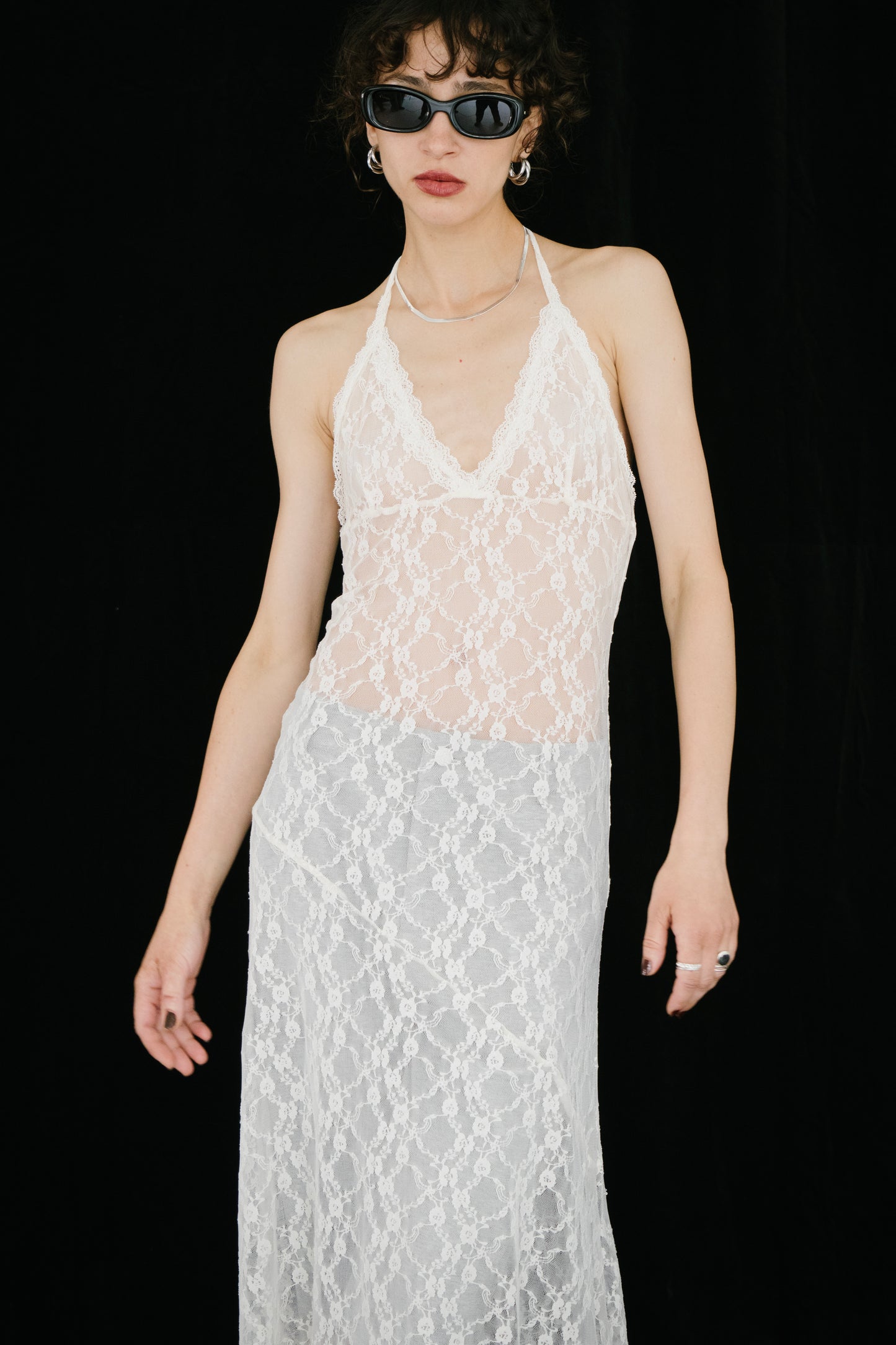Halter neck lace dress