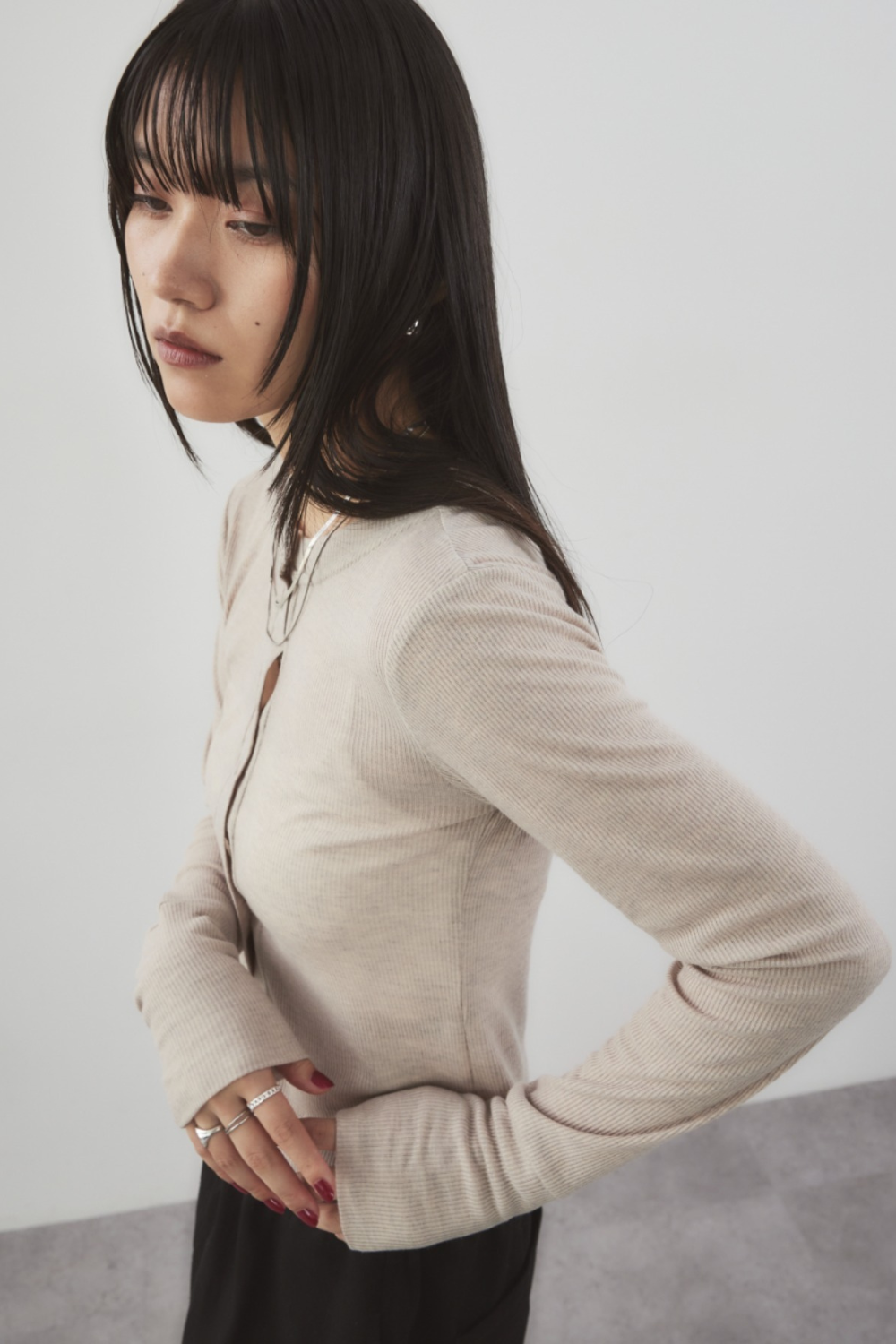 Sheer rib cardigan