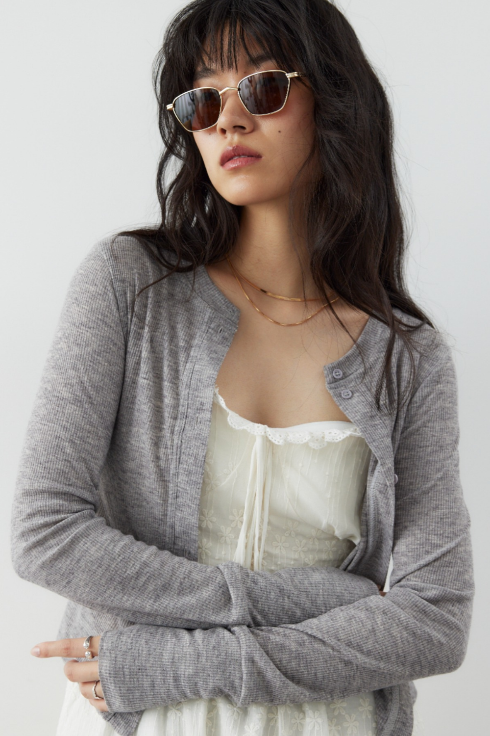Sheer rib cardigan