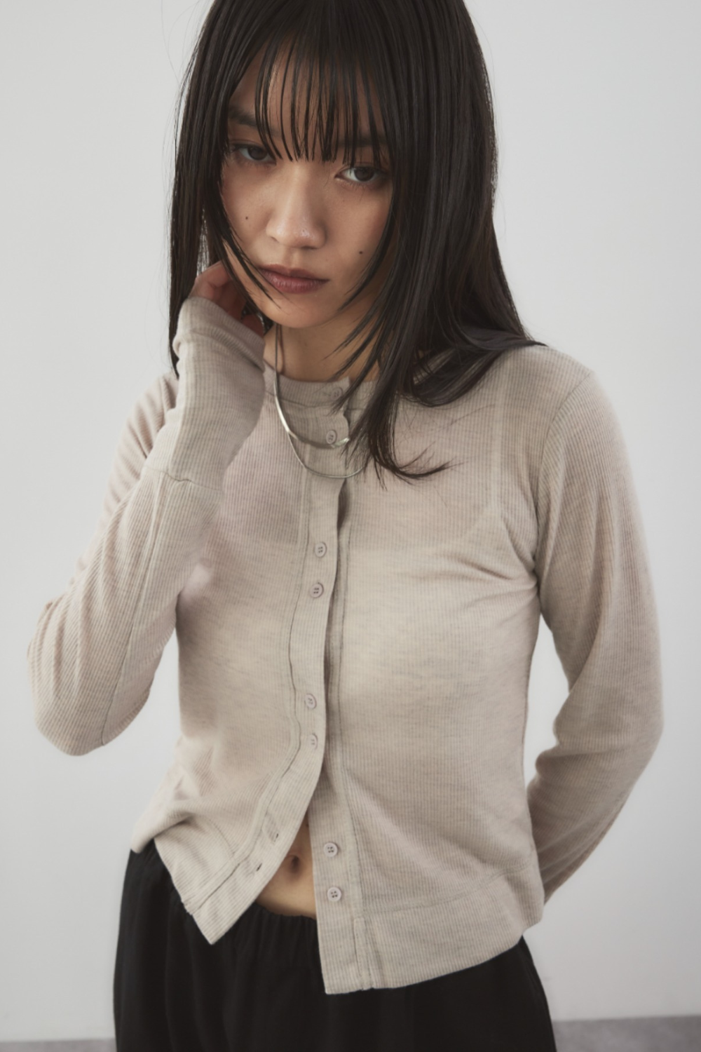 Sheer rib cardigan
