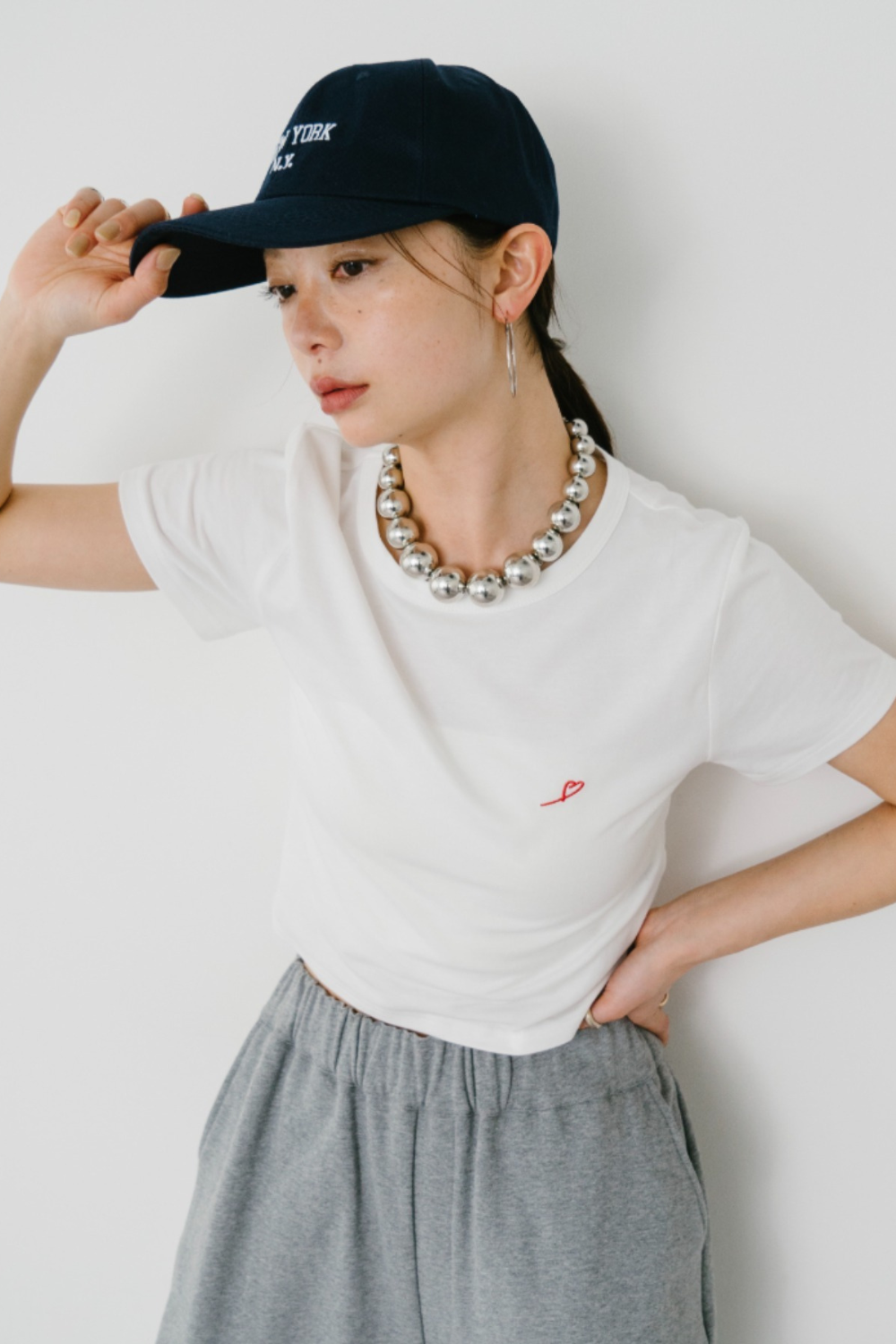 【Collaboration】Mini heart embroidery tee
