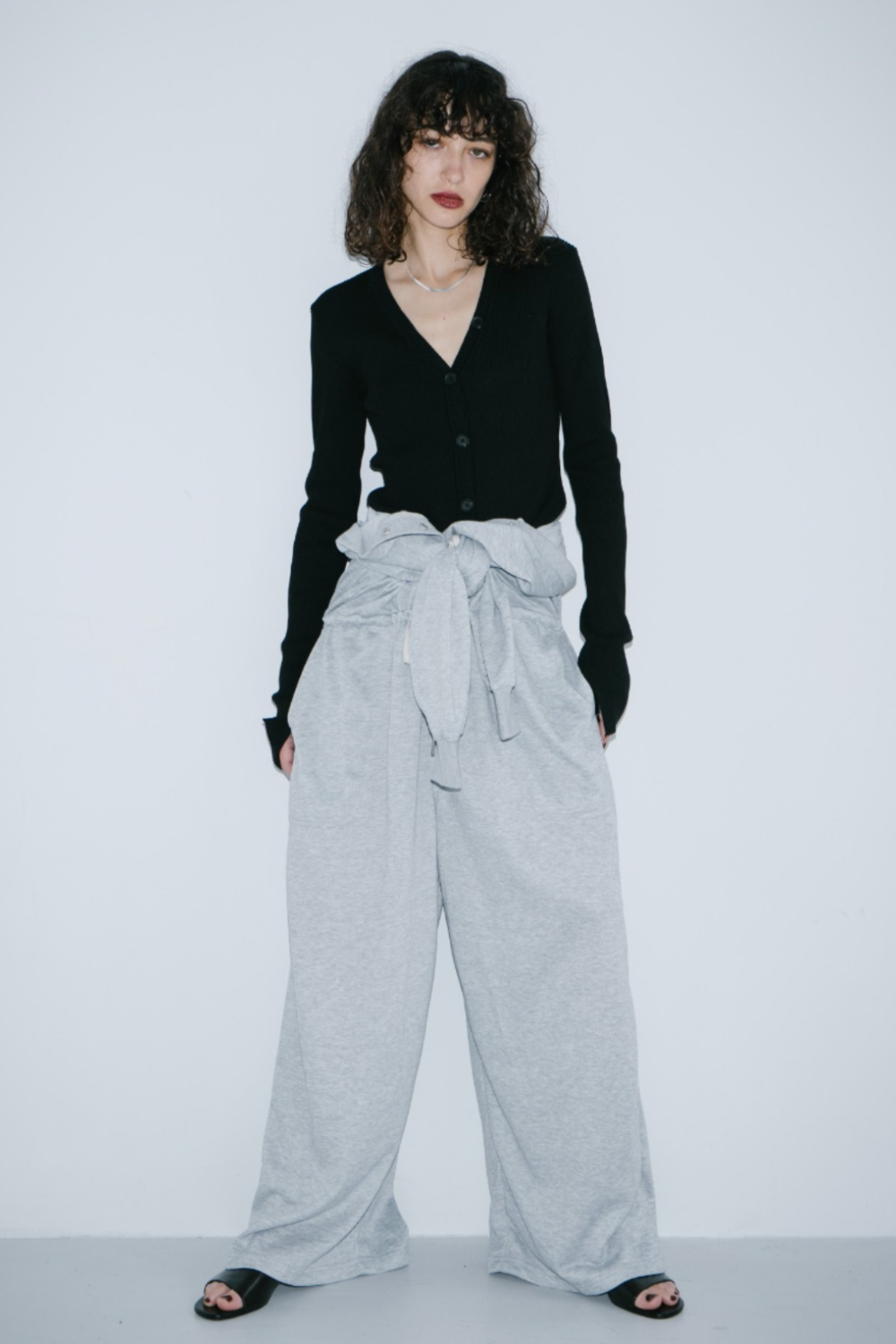 V-neck sweatshirt jumpsuit