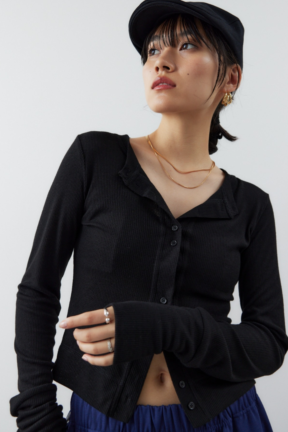 Sheer rib cardigan