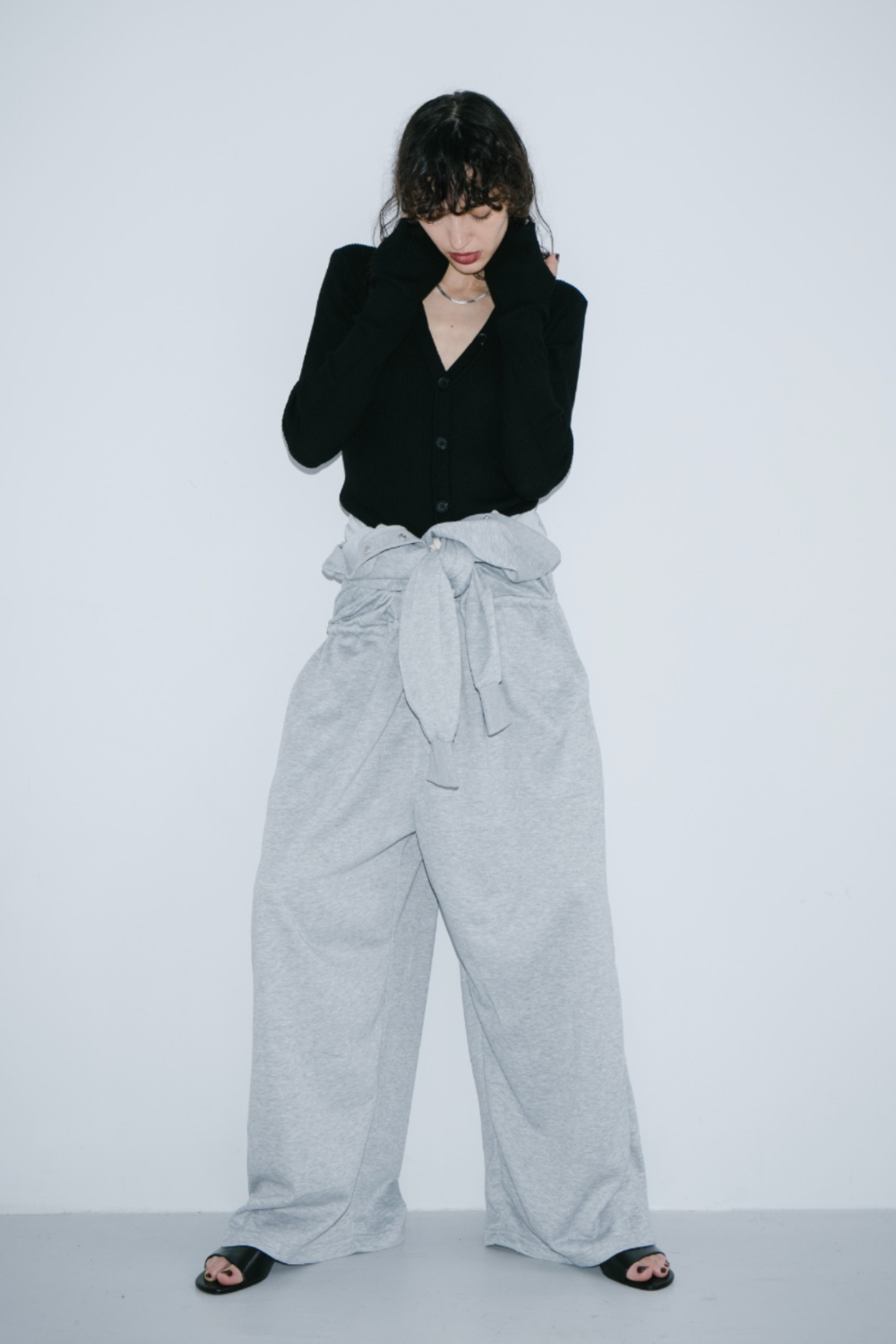 V-neck sweatshirt jumpsuit
