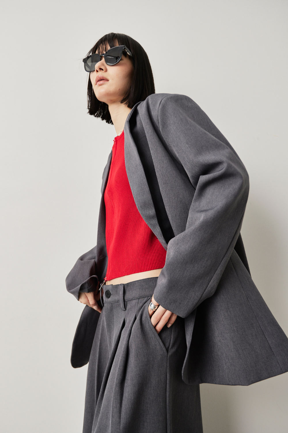 専用！HANNE シングルブレストテーラードジャケット ╱Sサイズ╱グレー Single-breasted tailored jacket – HANNE ONLINE SHOP