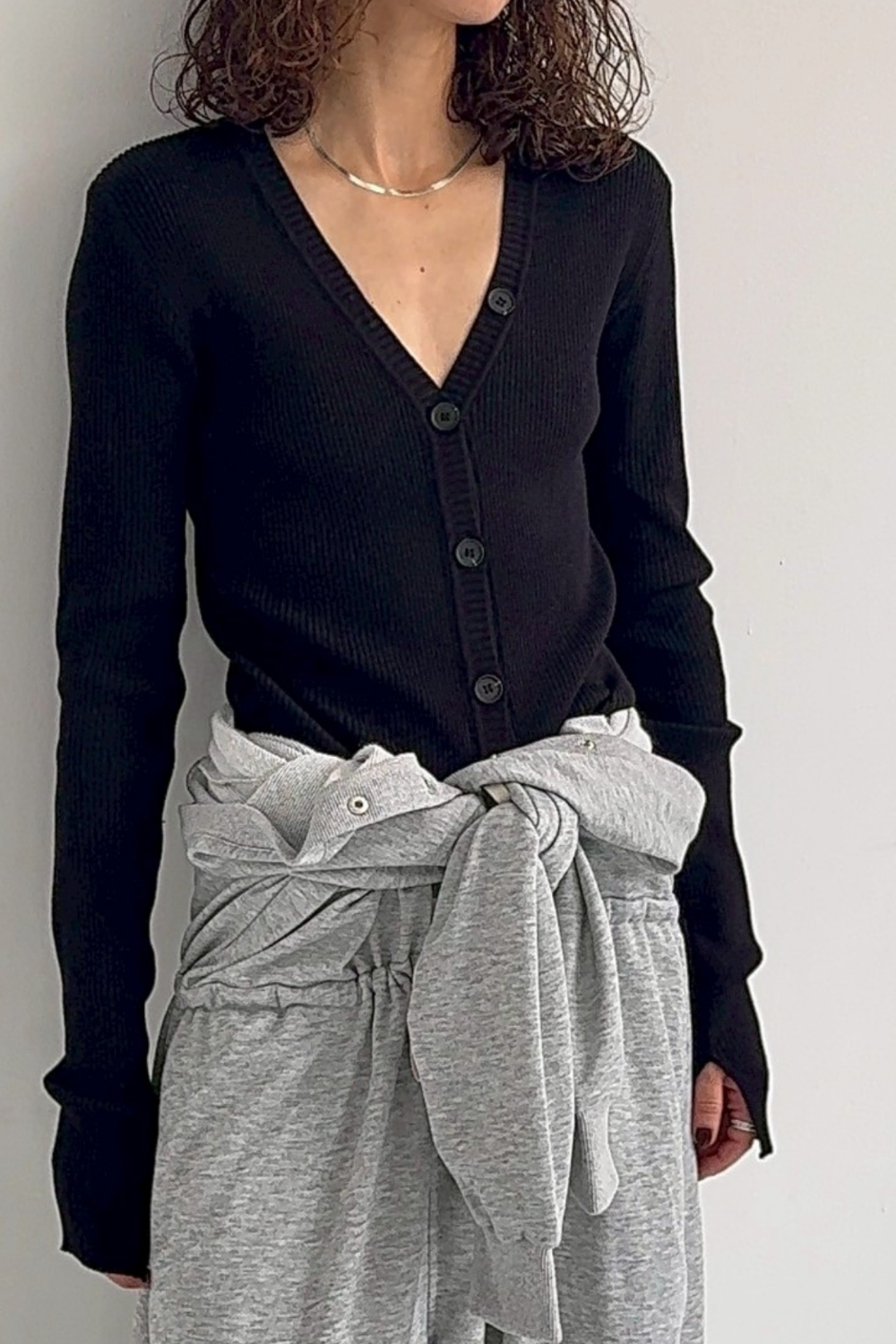 V-neck sweatshirt jumpsuit