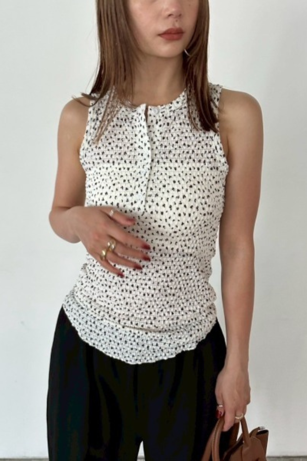 Flower henry neck tank top