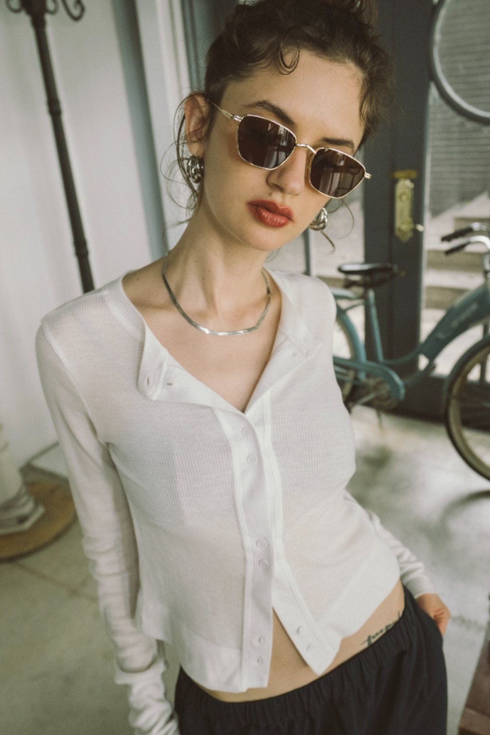 Sheer rib cardigan