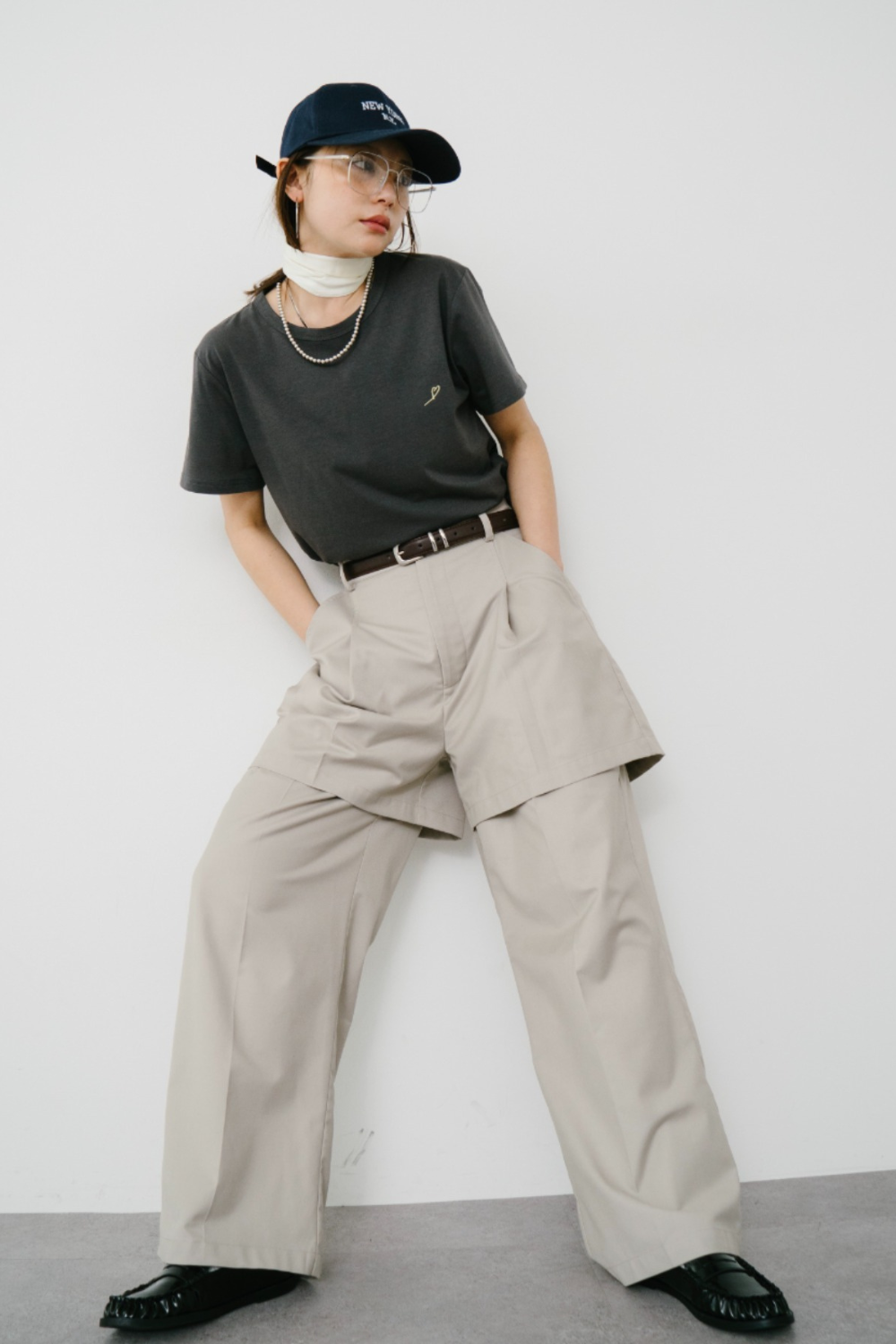 【Collaboration】Layered tuck pants