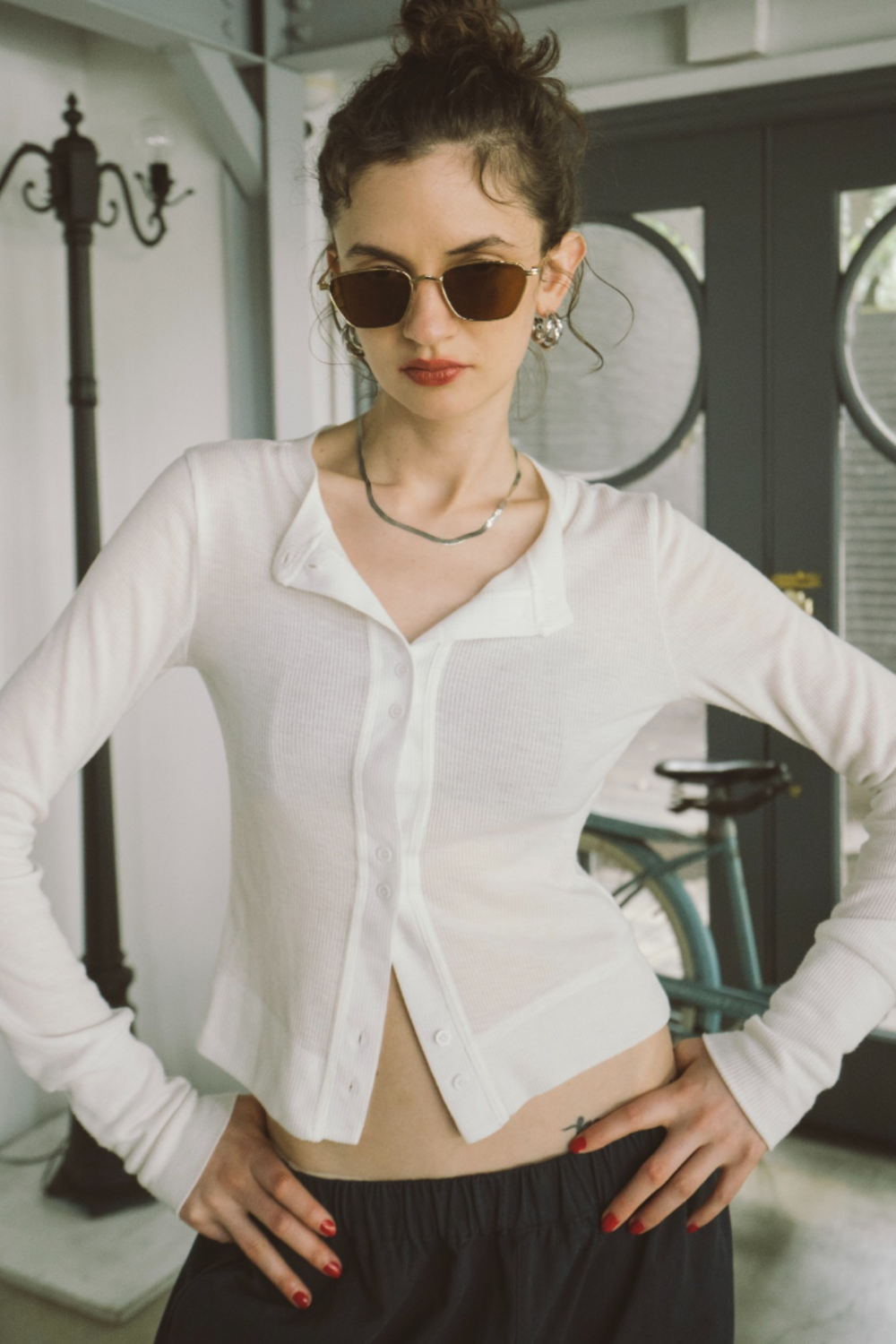 Sheer rib cardigan