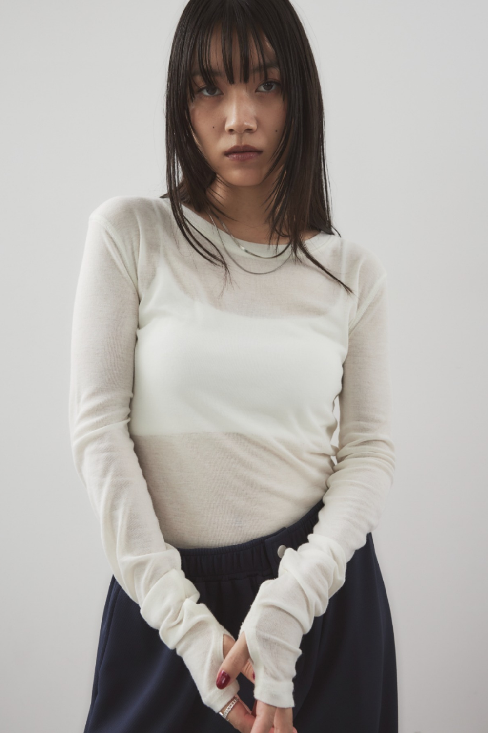 Sheer long sleeve tee