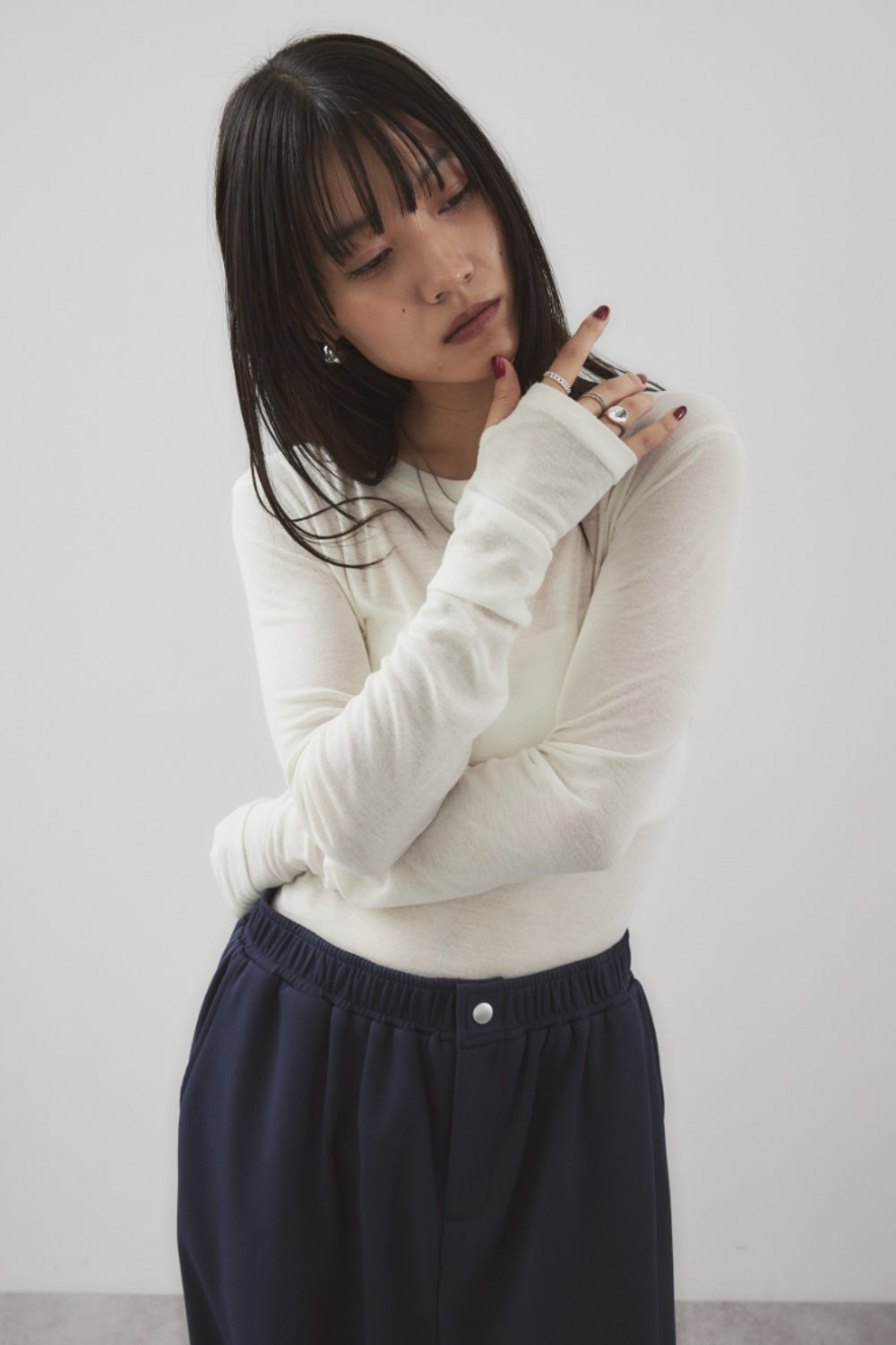 Sheer long sleeve tee