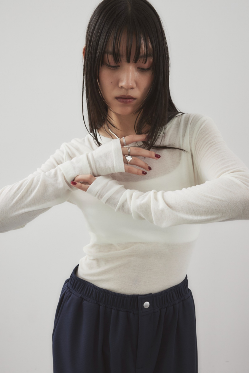 Sheer long sleeve tee