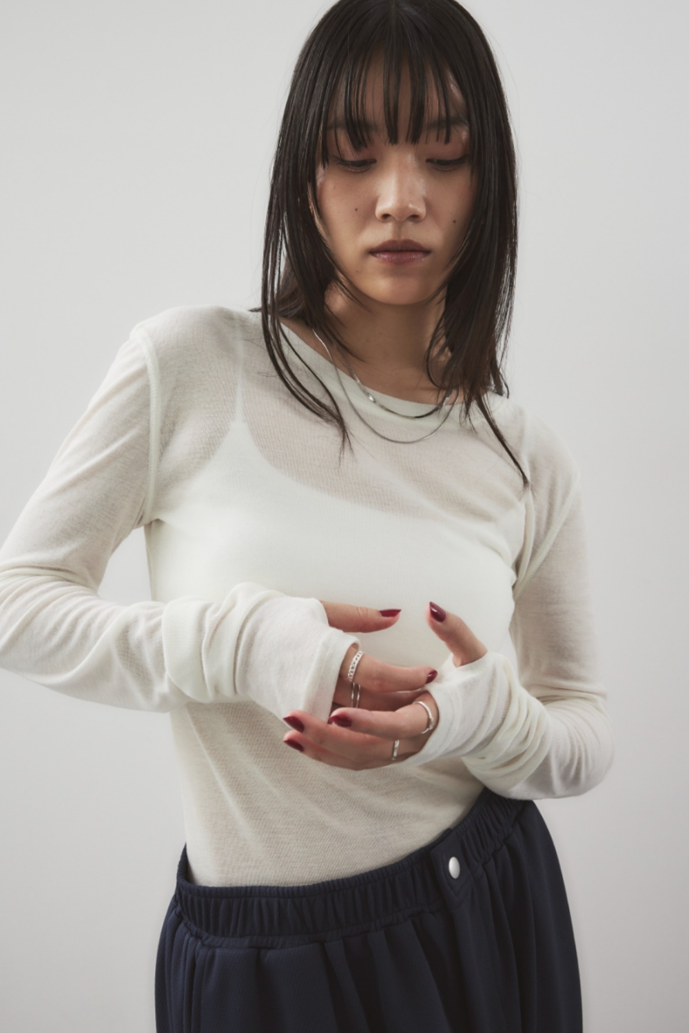 Sheer long sleeve tee