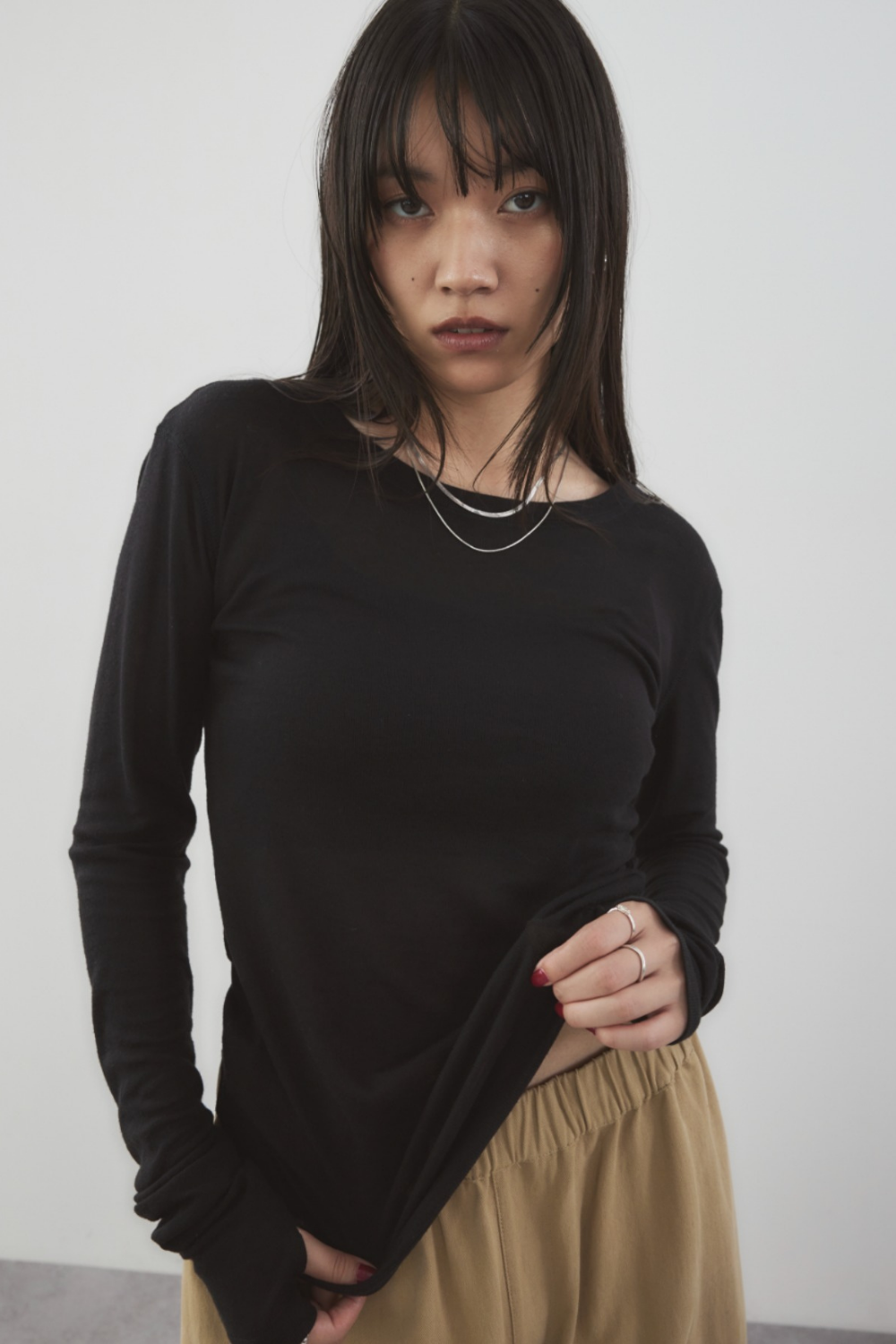 Sheer long sleeve tee