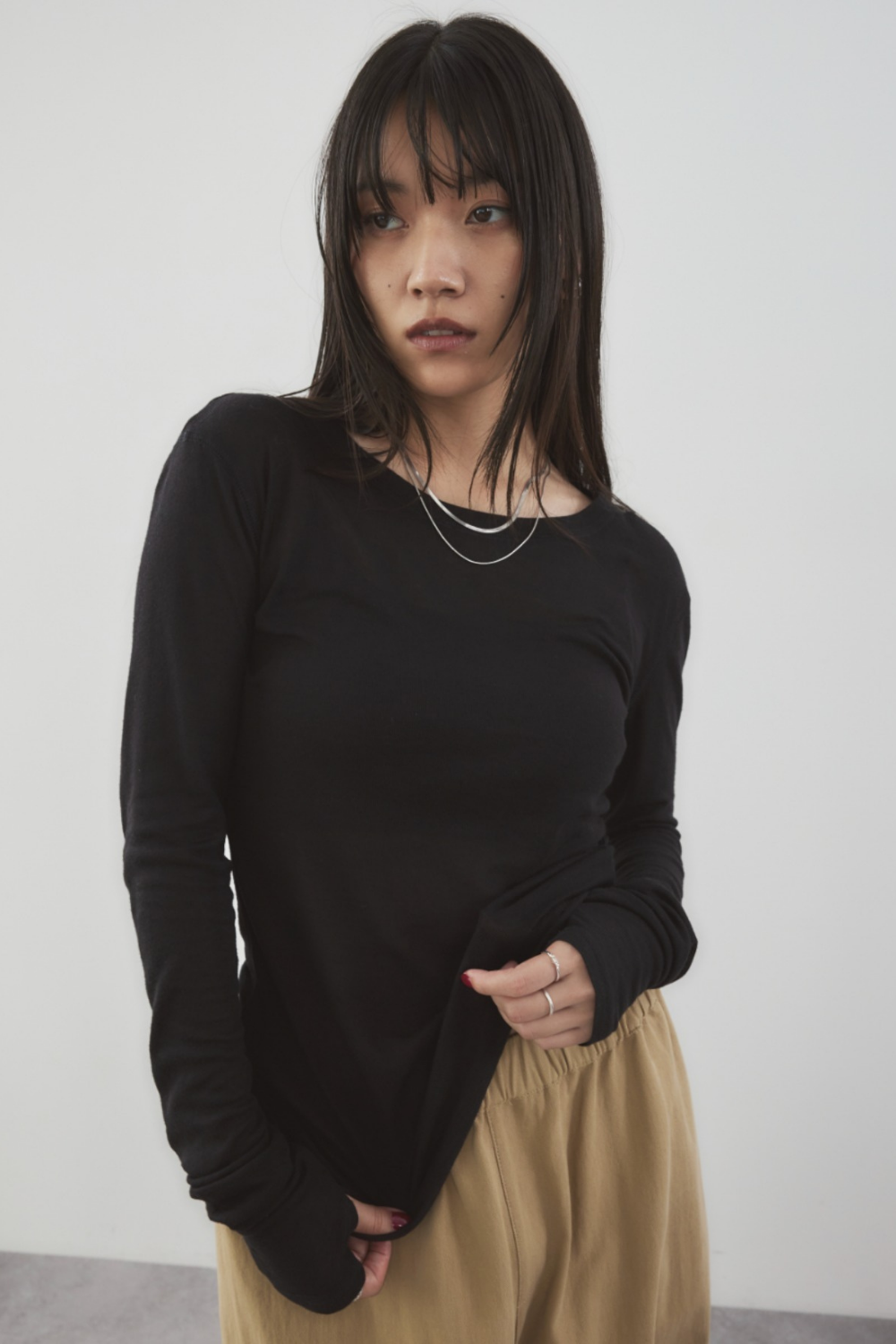 Sheer long sleeve tee