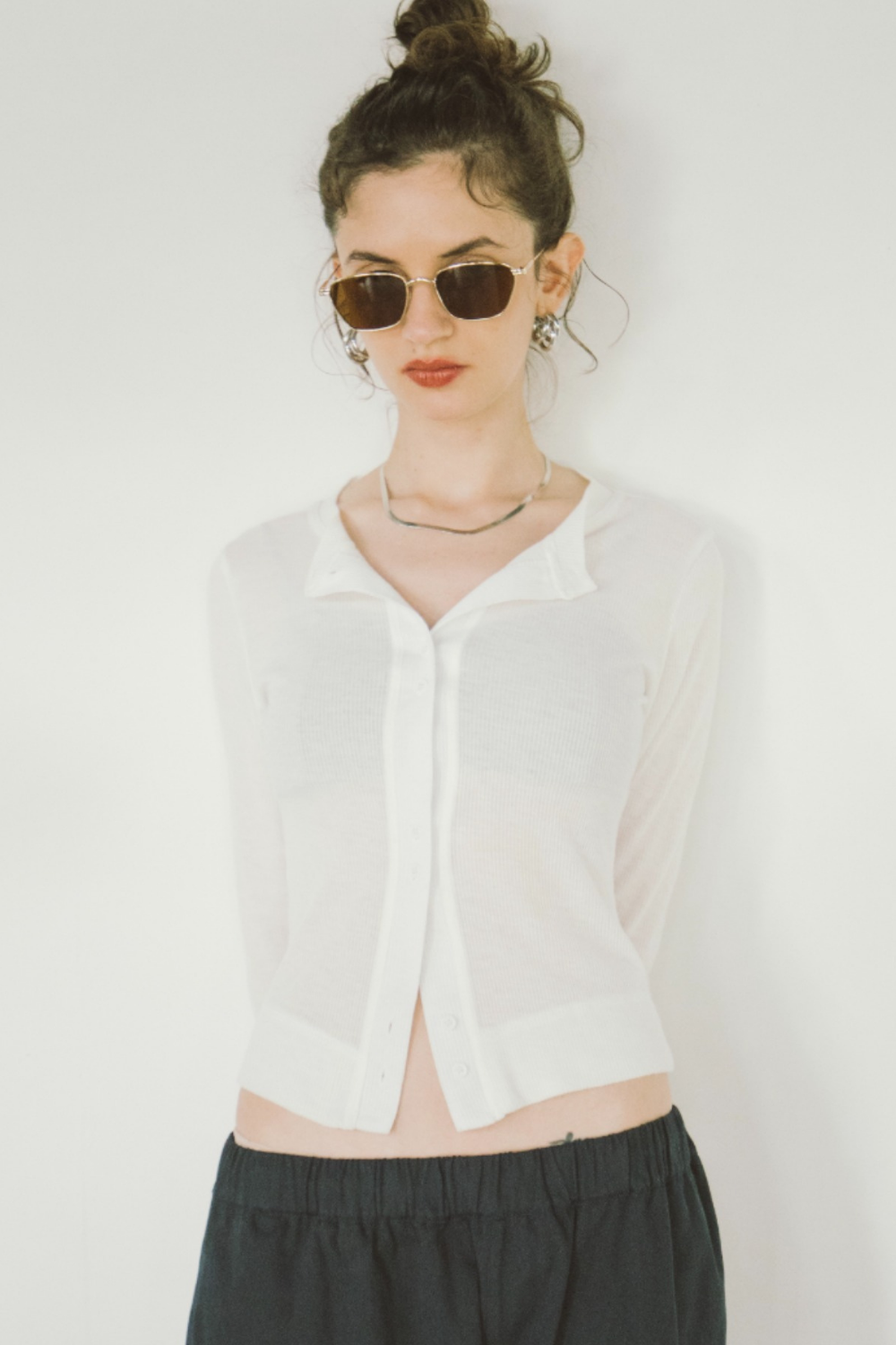 Sheer rib cardigan
